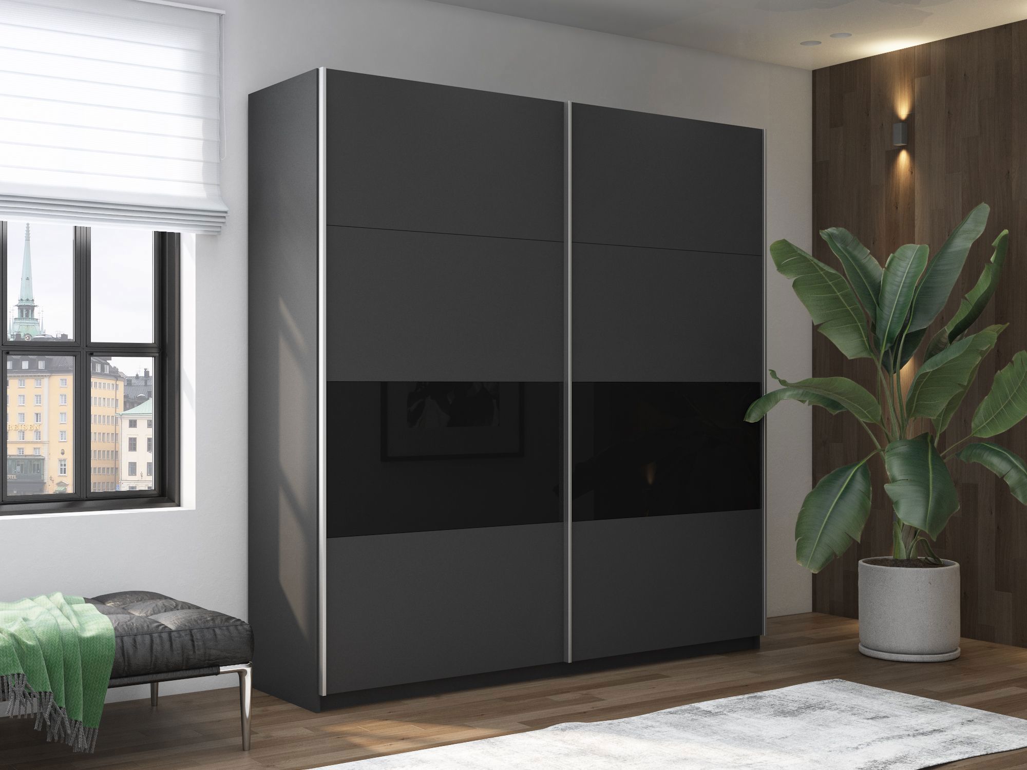 Изображение товара Шкаф-купе Мебельная Компания Е1 2 дверный 230x160x57 см 7 полок ЛДСП цвет серый Pdsc_160_Dm Изображение товара Шкаф-купе Мебельная Компания Е1 2 дверный 230x160x57 см 7 полок ЛДСП цвет серый Pdsc_160_Dm