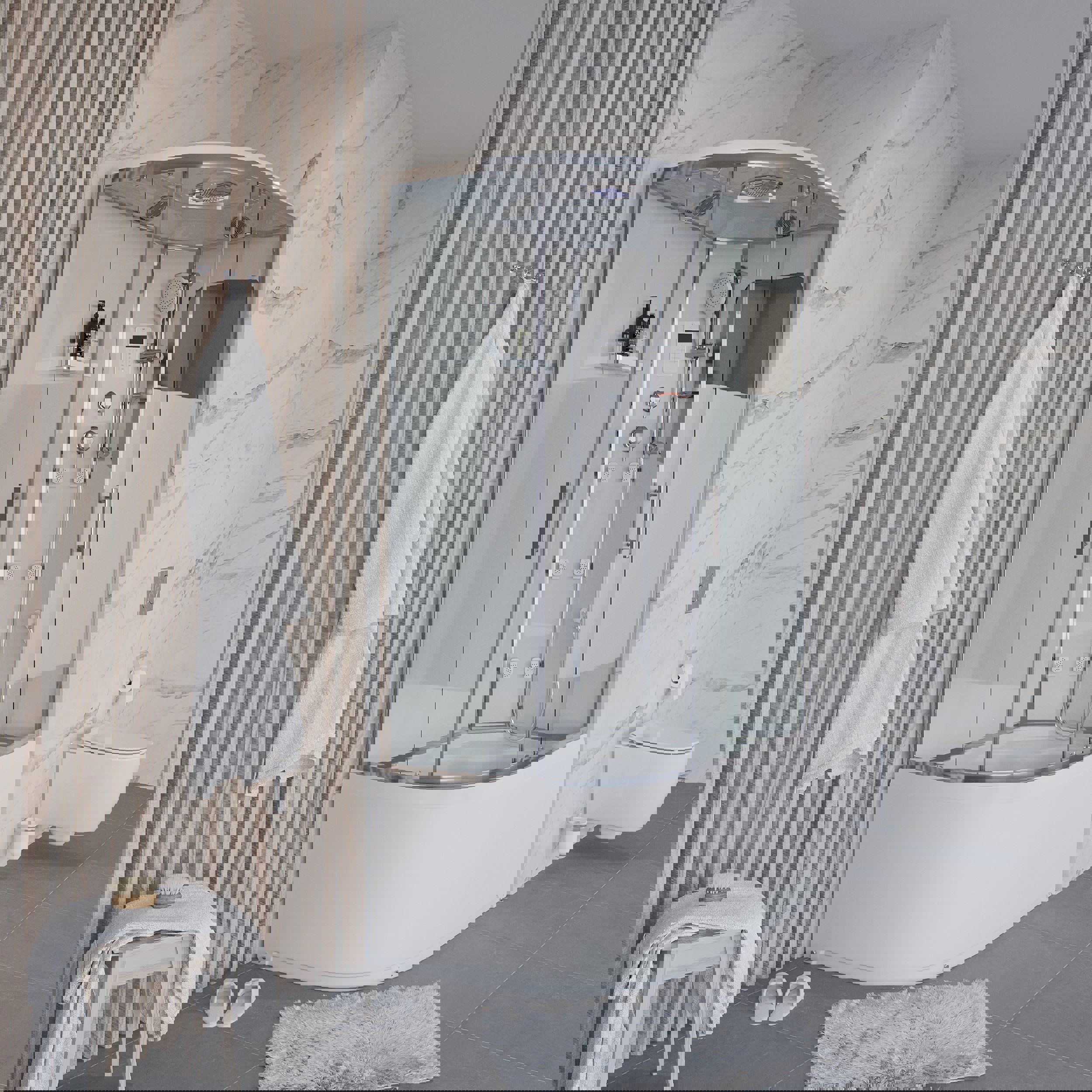 Изображение товара Душевая кабина Niagara NG-310-01R высокий поддон 120x80 см с гидромассажем и крышей