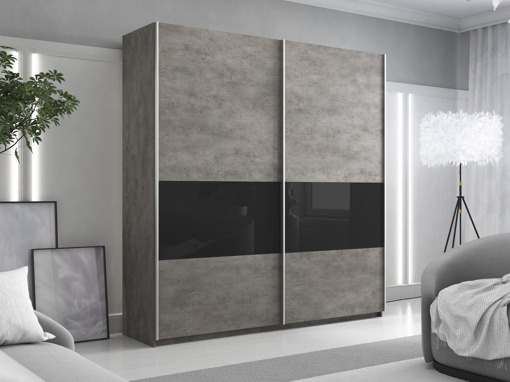 Изображение товара Шкаф-купе Мебельная Компания Е1 2 дверный 230x220x57 см 14 полок ЛДСП цвет бетон Wpdsc_220_Bt Изображение товара Шкаф-купе Мебельная Компания Е1 2 дверный 230x220x57 см 14 полок ЛДСП цвет бетон Wpdsc_220_Bt
