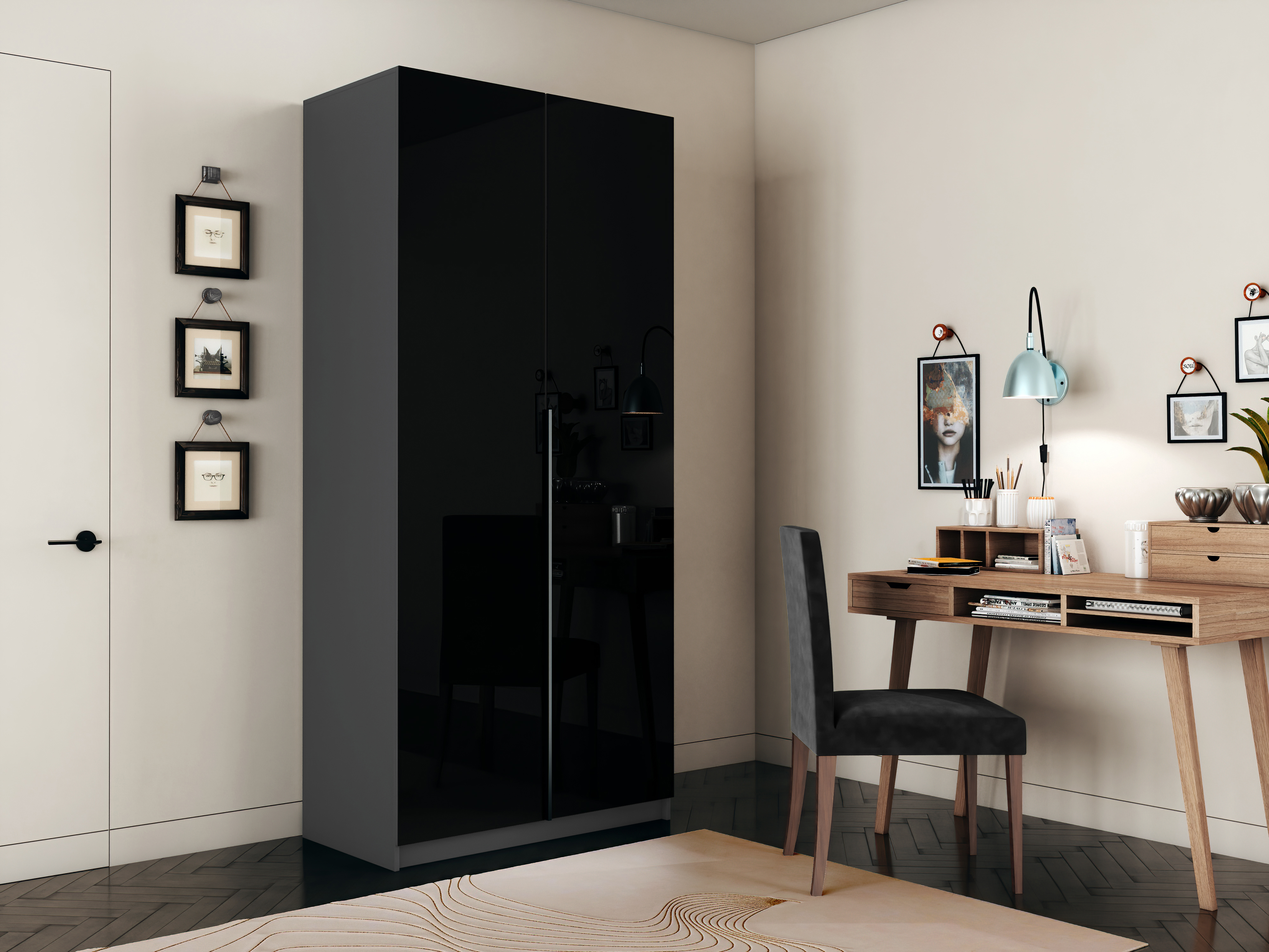 Изображение товара Шкаф распашной Локер Мебельная компания Е1 101x220 см серый диамант