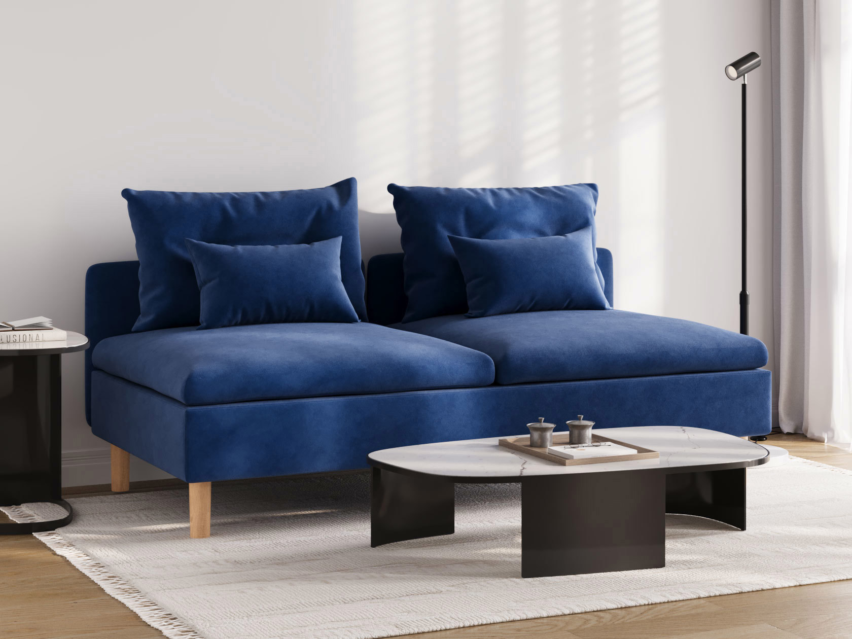 Изображение товара Диван Правила мебели Армана 186858 188x99.5x74 см велюр синий