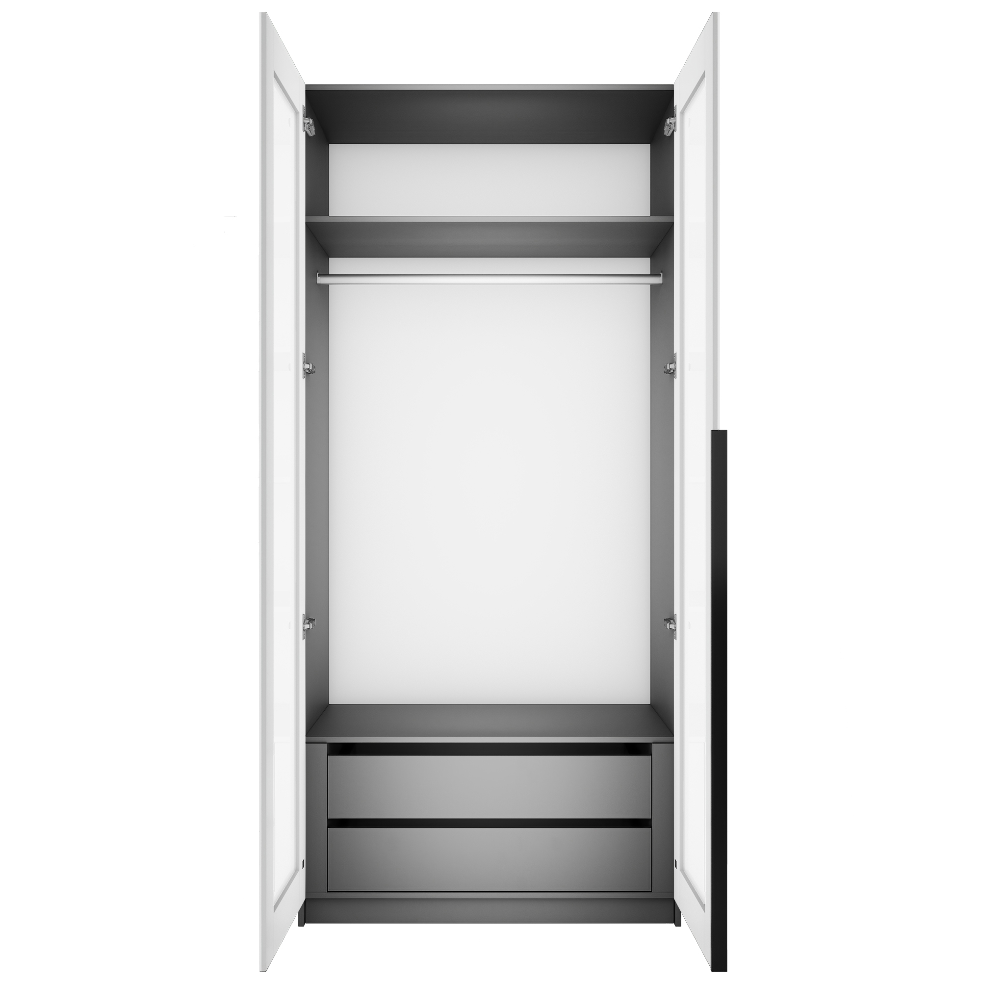 Изображение товара Шкаф распашной Мебельная компания Е1 101x220x52.5 см серый диамант с стеклом