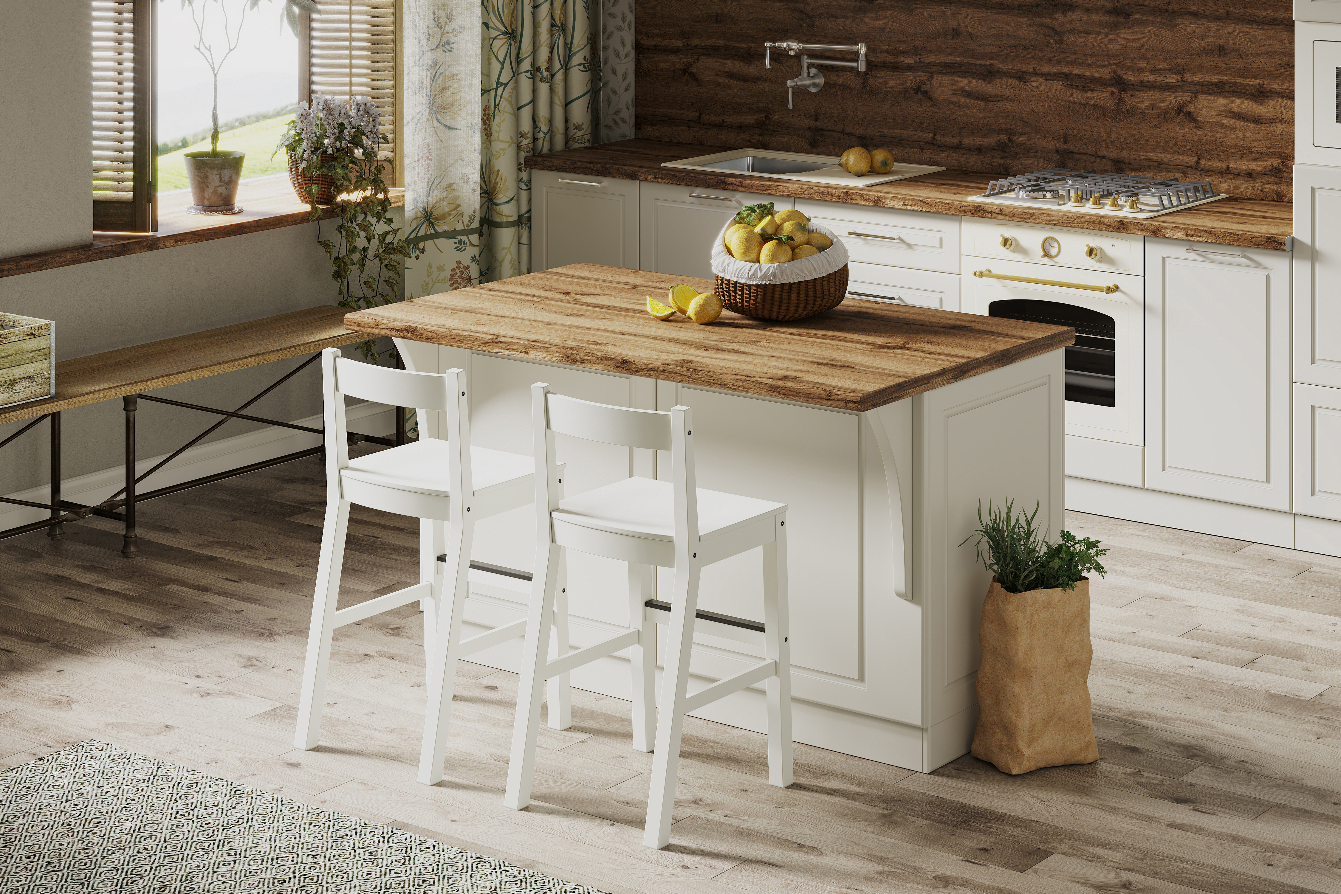 Изображение товара Кухонный остров Safina grand Кристина 150x246x90 см ЛДСП цвет кремовый Изображение товара Кухонный остров Safina grand Кристина 150x246x90 см ЛДСП цвет кремовый