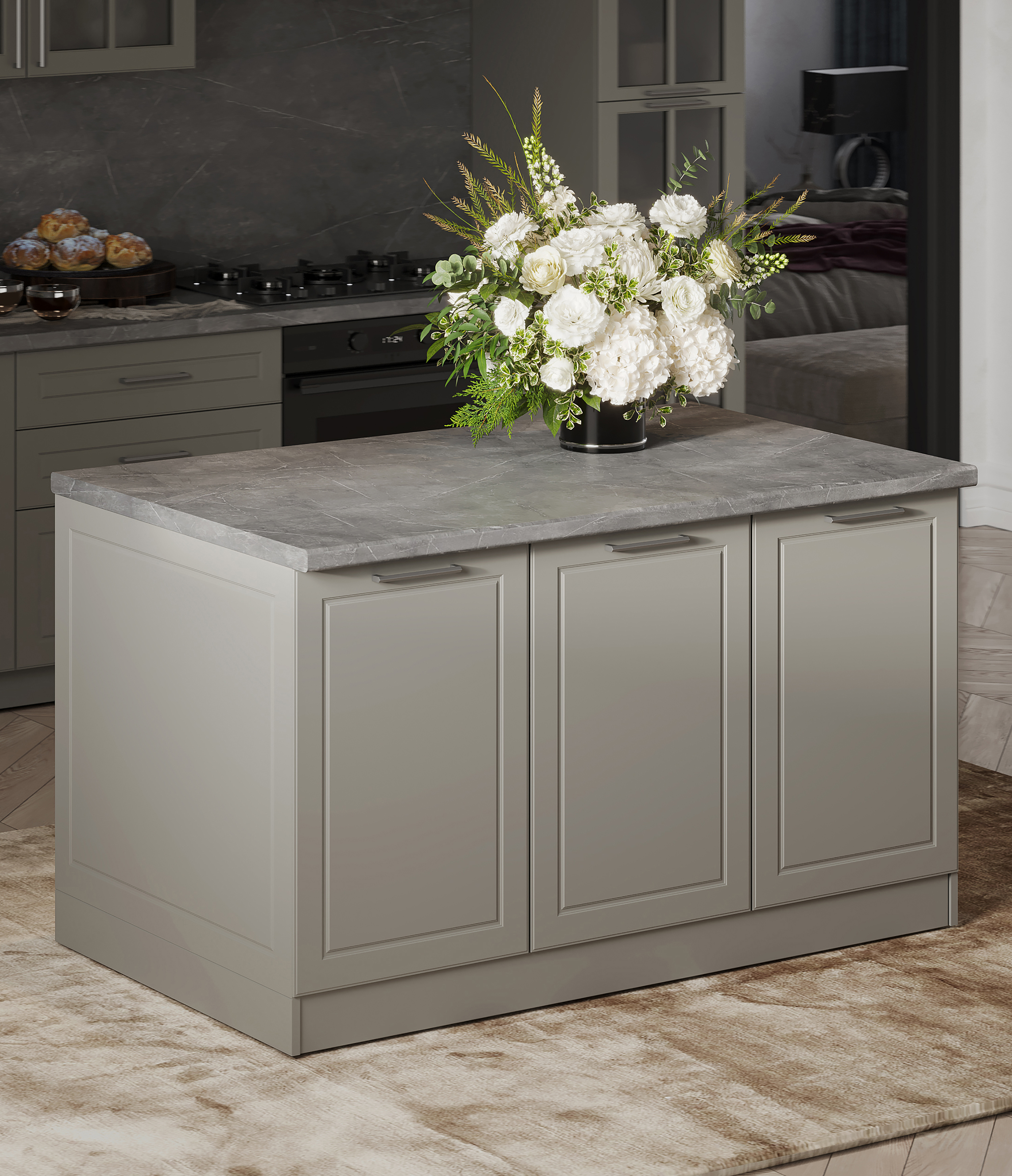 Изображение товара Кухонный остров Safina grand Стелла 150x246x90 см ЛДСП цвет песчаного цвета, серый Изображение товара Кухонный остров Safina grand Стелла 150x246x90 см ЛДСП цвет песчаного цвета, серый