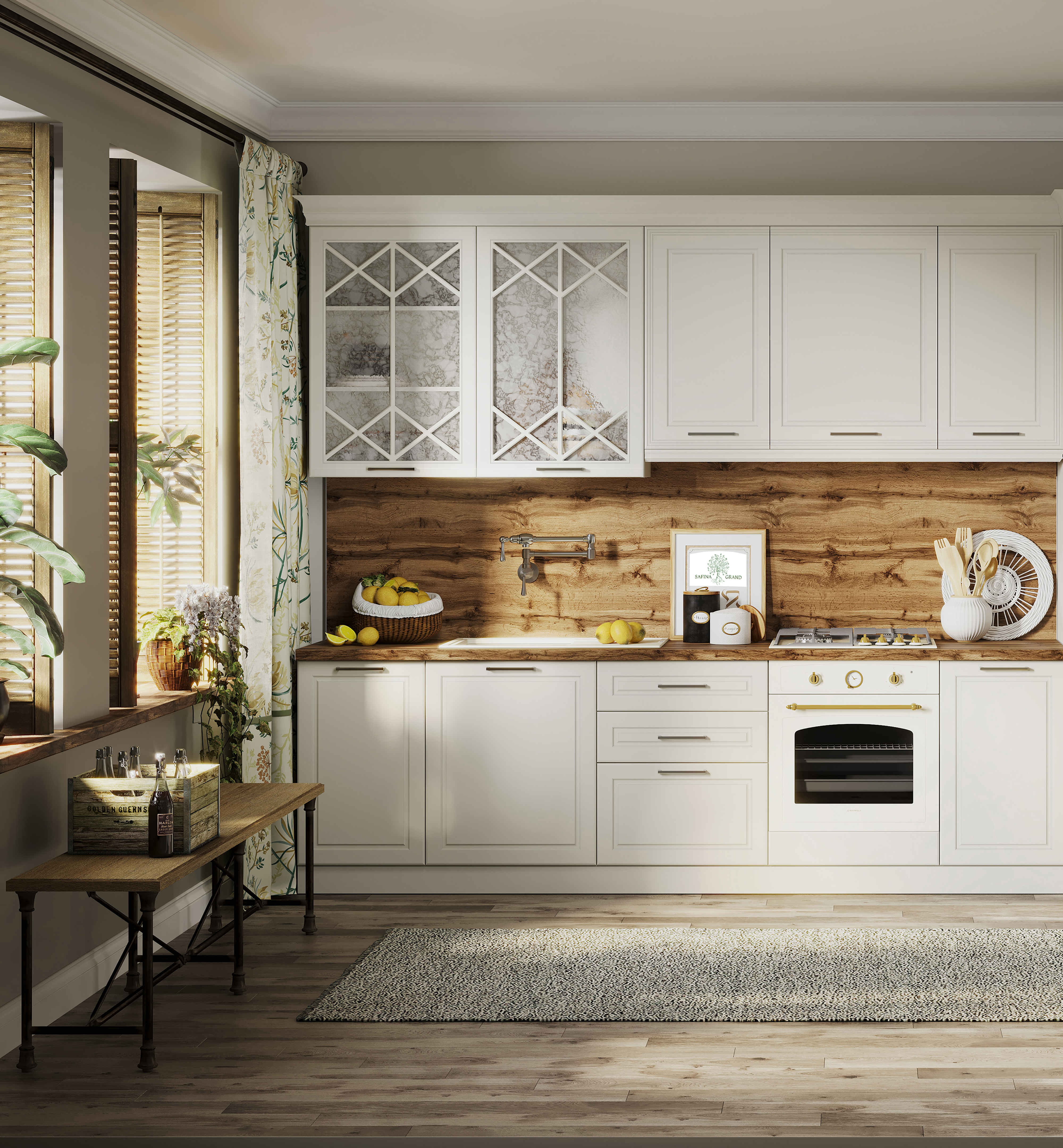 Изображение товара Кухонный гарнитур Safina grand Кристина 270x246x60 см ЛДСП кремовый Изображение товара Кухонный гарнитур Safina grand Кристина 270x246x60 см ЛДСП кремовый