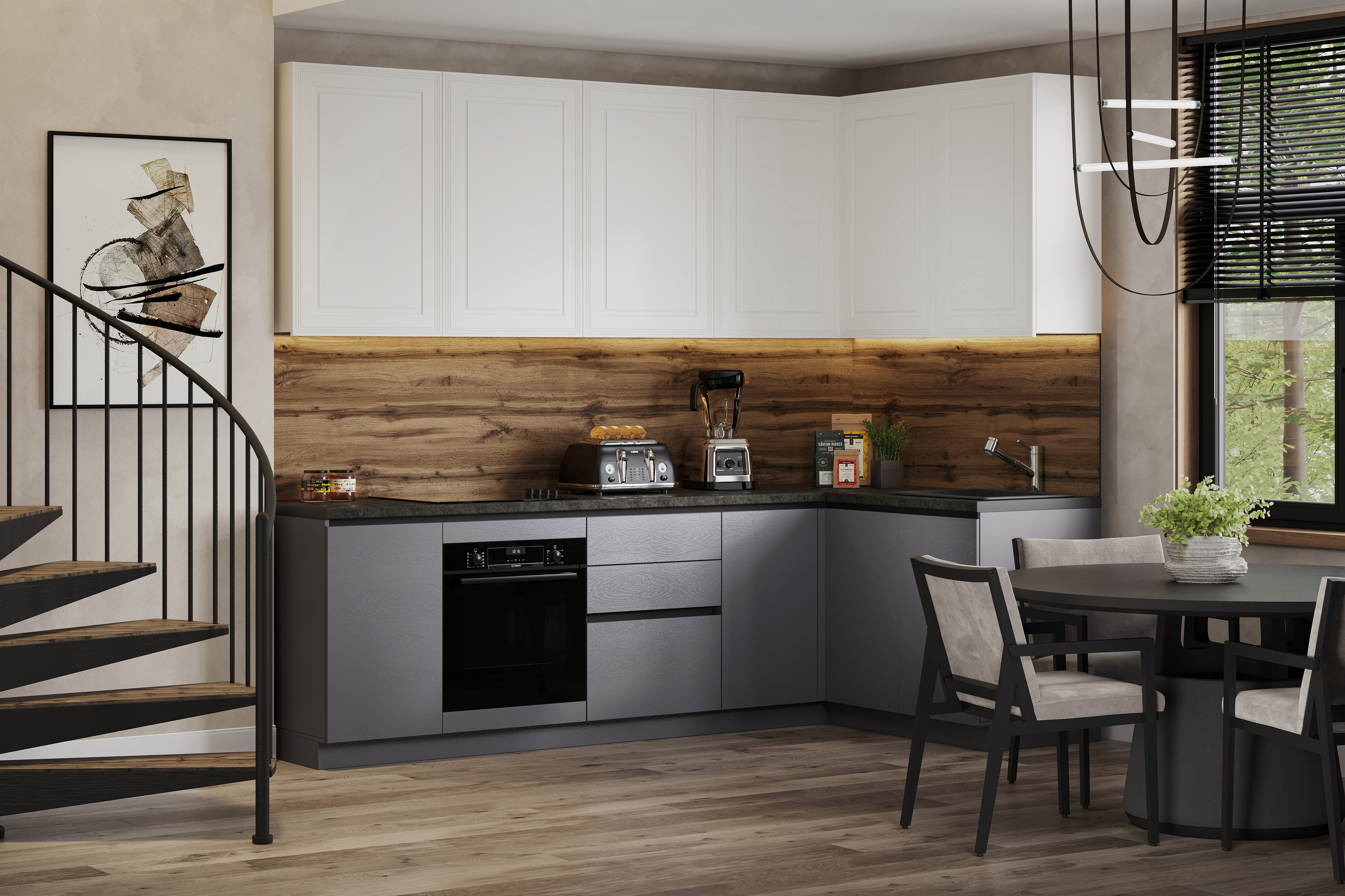 Изображение товара Кухонный гарнитур угловой Ариана 274x246x60 см графит и белый ЛДСП Россия Изображение товара Кухонный гарнитур угловой Ариана 274x246x60 см графит и белый ЛДСП Россия