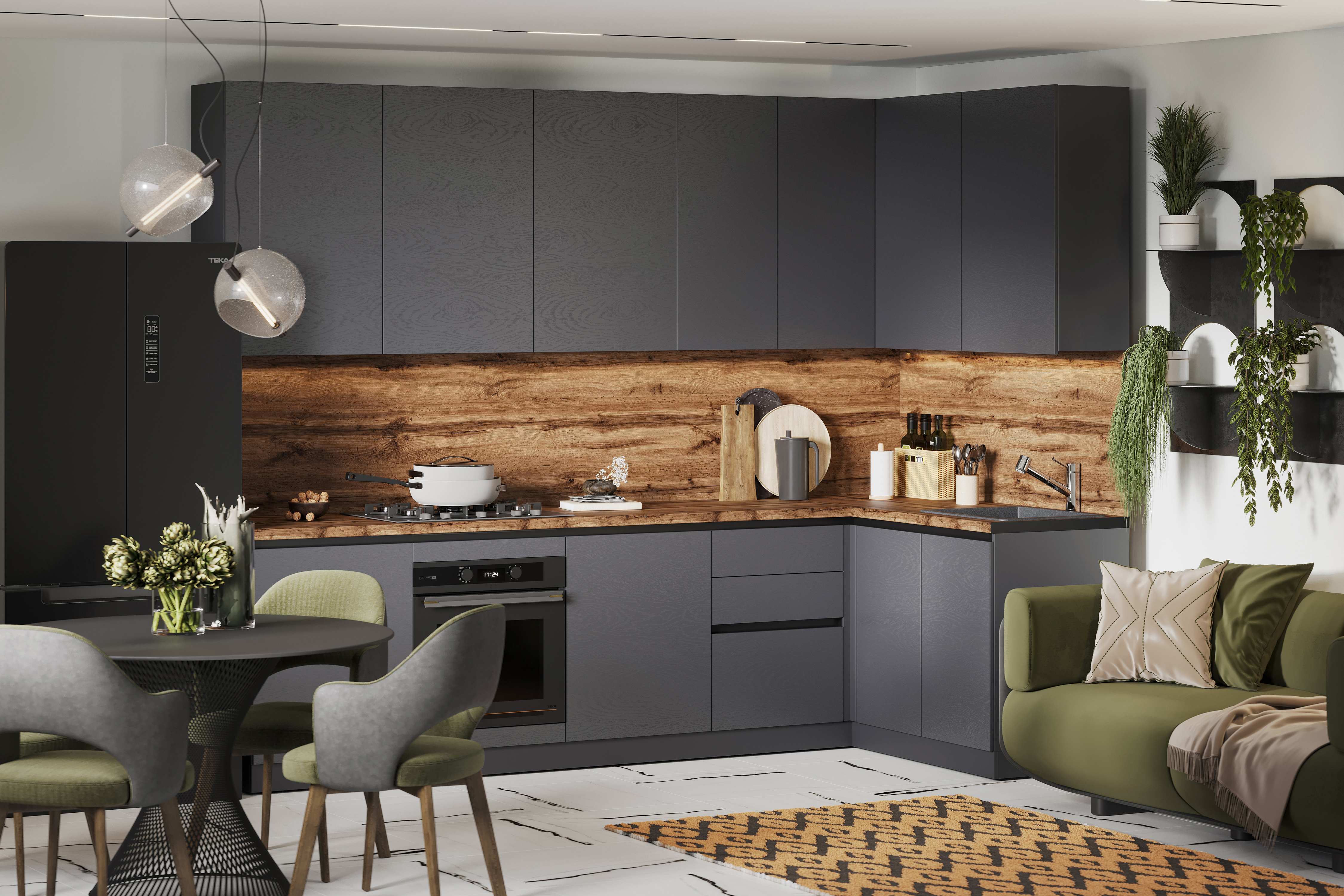 Изображение товара Кухонный гарнитур Кира 150x246 см Графит ЛДСП Россия