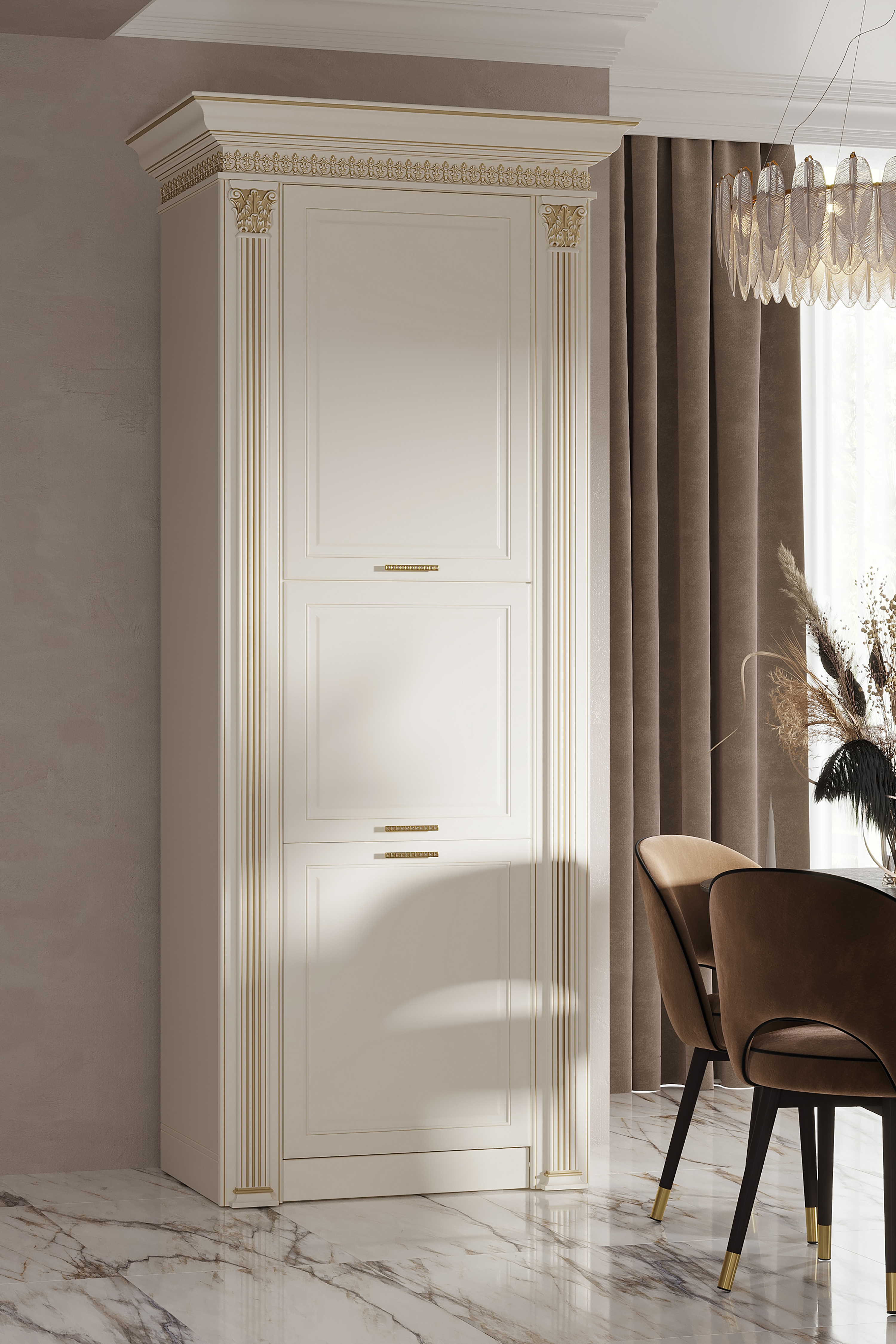 Изображение товара Кухонный пенал Валерия 90x250x55 см из ЛДСП с доводчиками и ручками