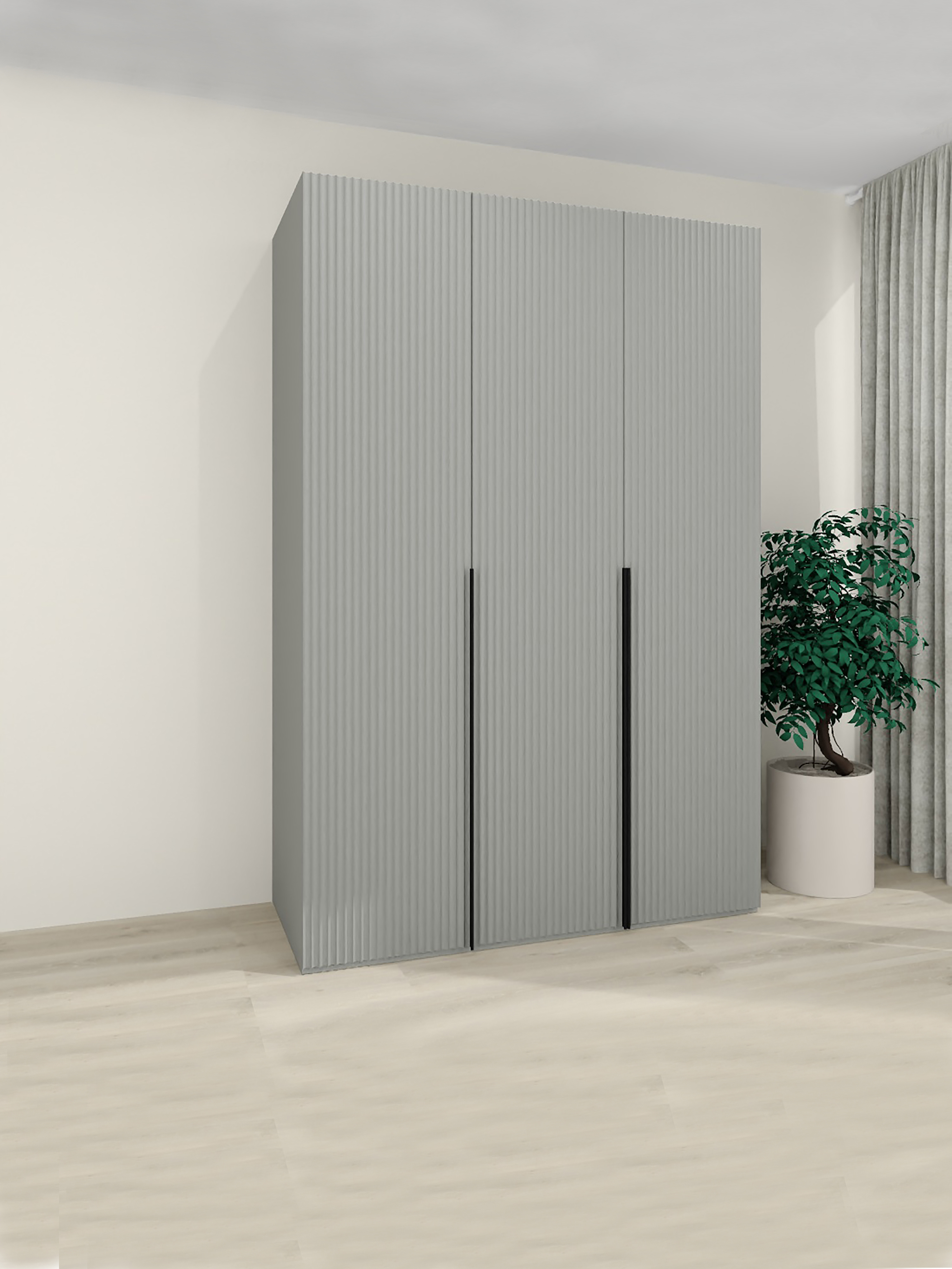 Изображение товара Шкаф распашной Safina grand Добрыня с 3 дверями 140x210x50 см МДФ эмаль/ЛДСП цвет светло-серый