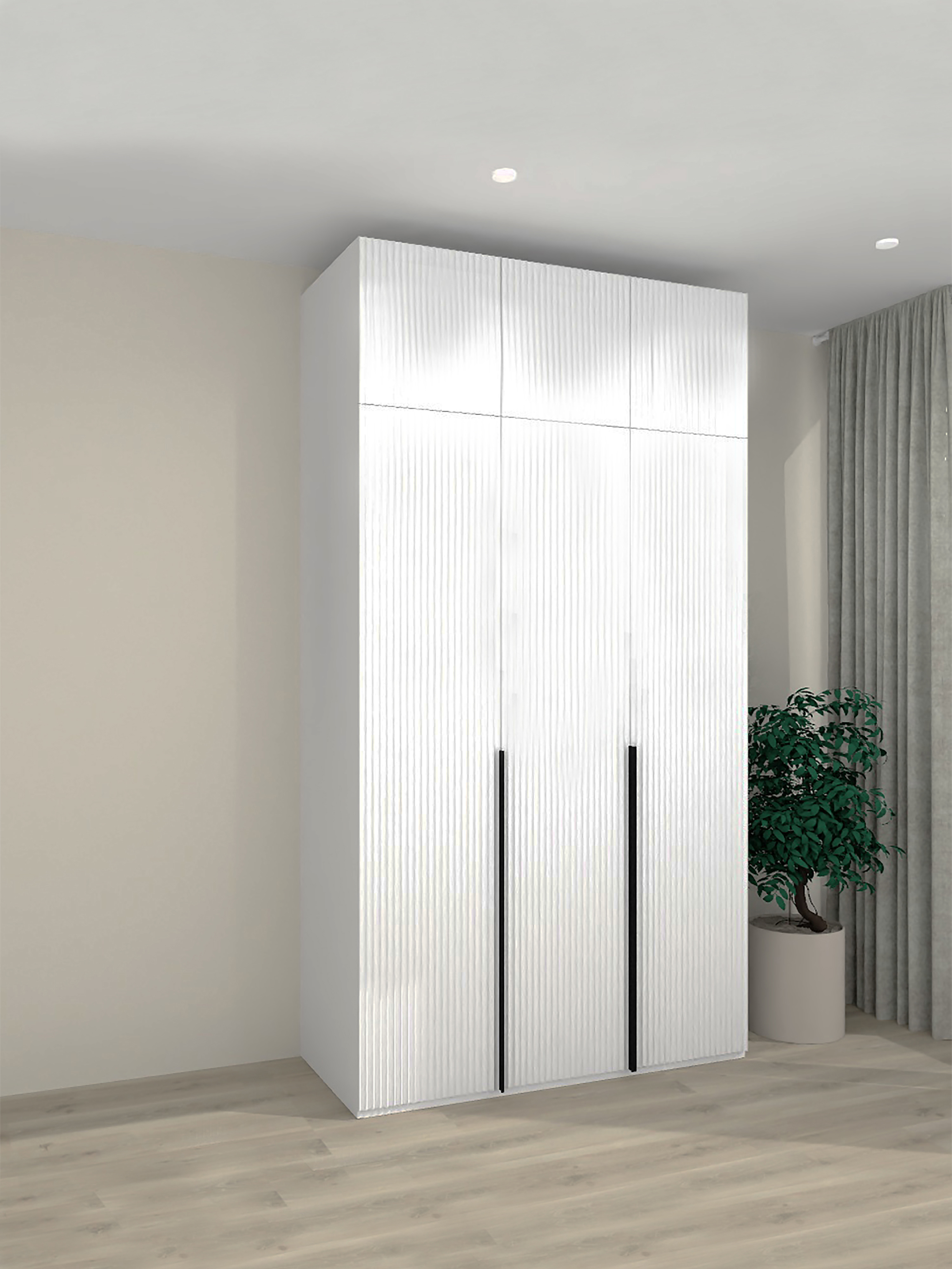 Изображение товара Шкаф распашной Safina grand Добрыня с 3 дверями и антресолью 140x260x50 см МДФ эмаль/ЛДСП цвет белый