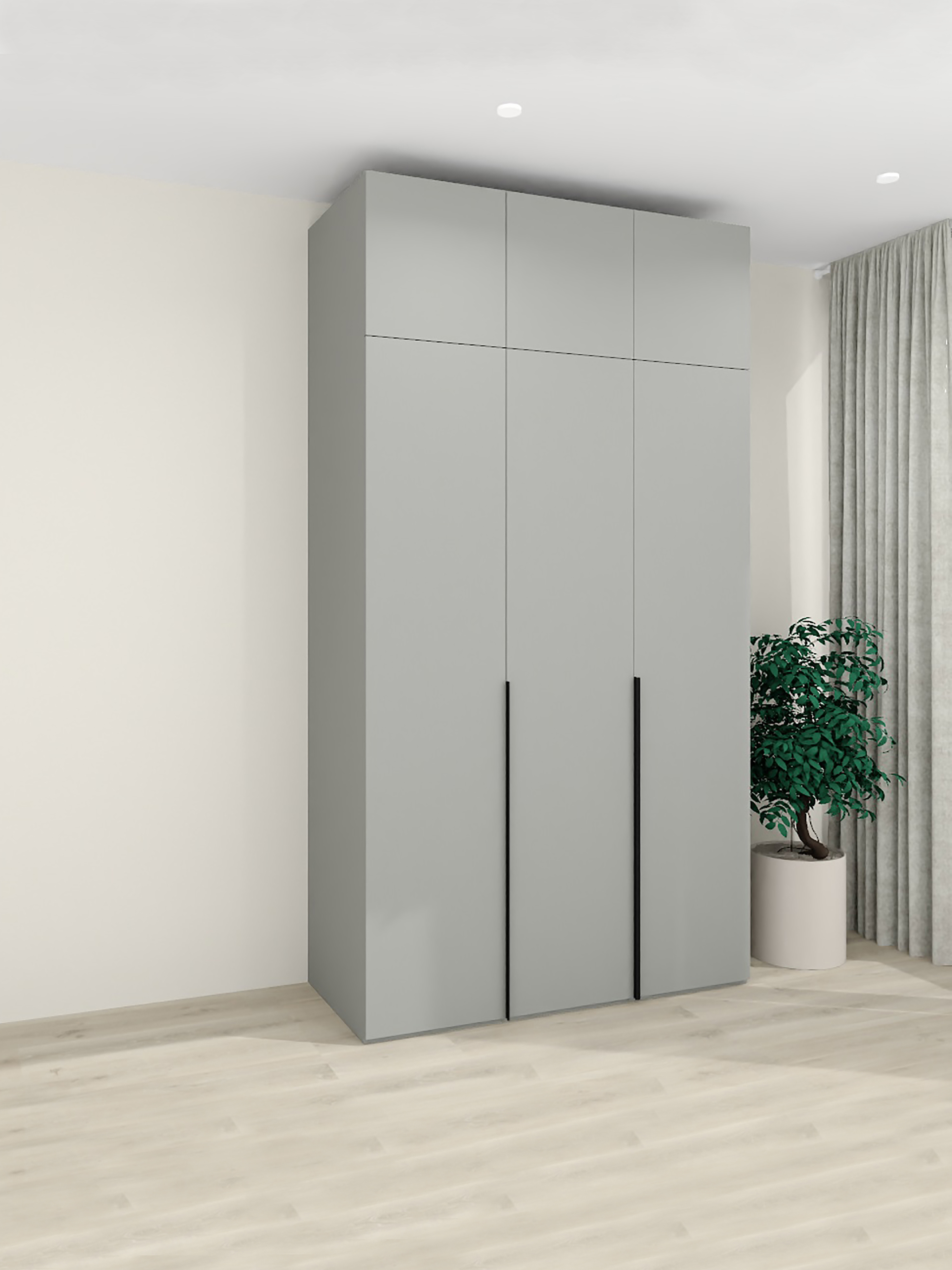 Изображение товара Шкаф распашной Safina grand Добрыня с антресолью 140x260x50 см светло-серый