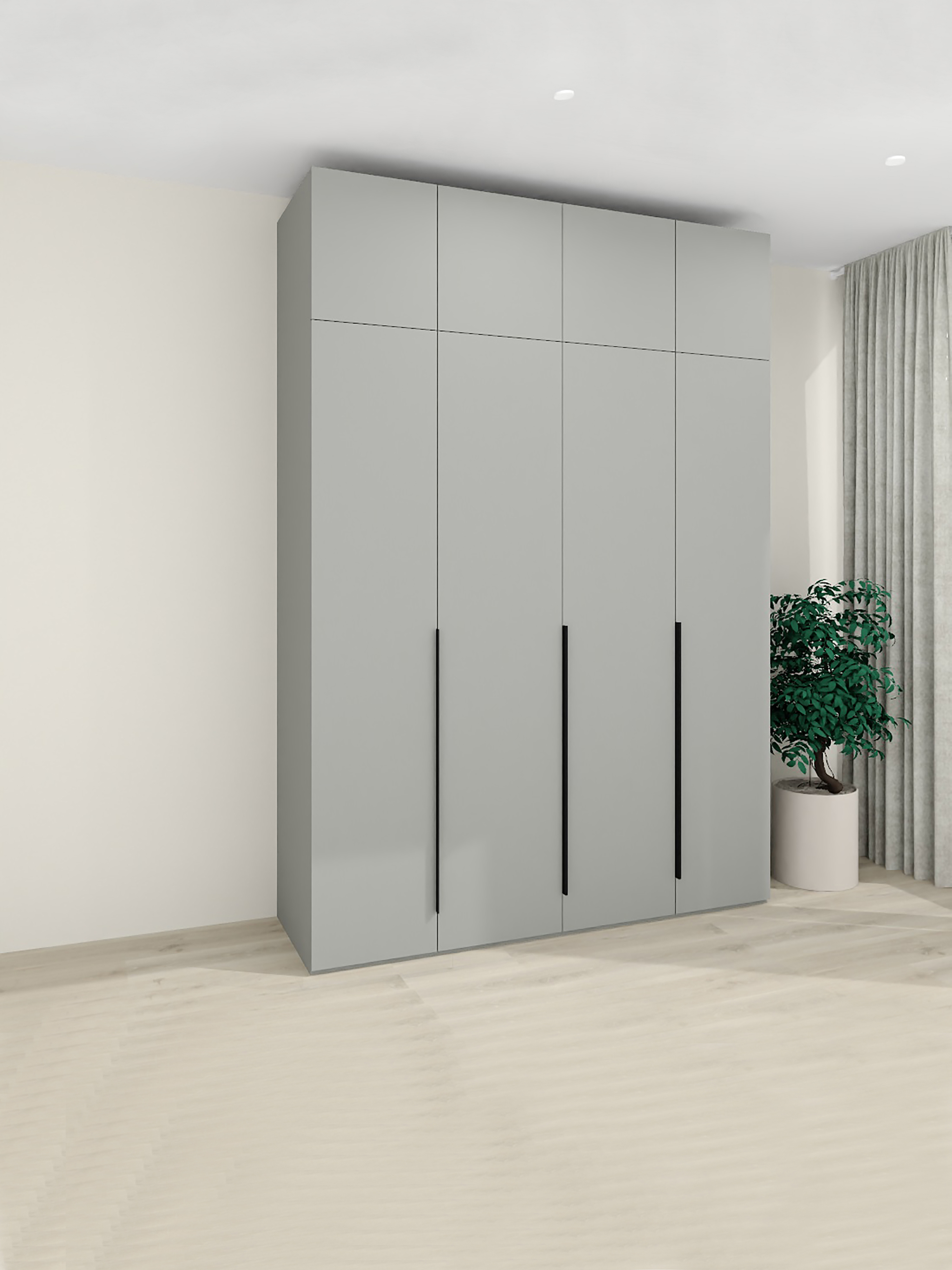 Изображение товара Шкаф распашной Safina grand Добрыня 4 двери антресоль светло-серый 180х260х50 см