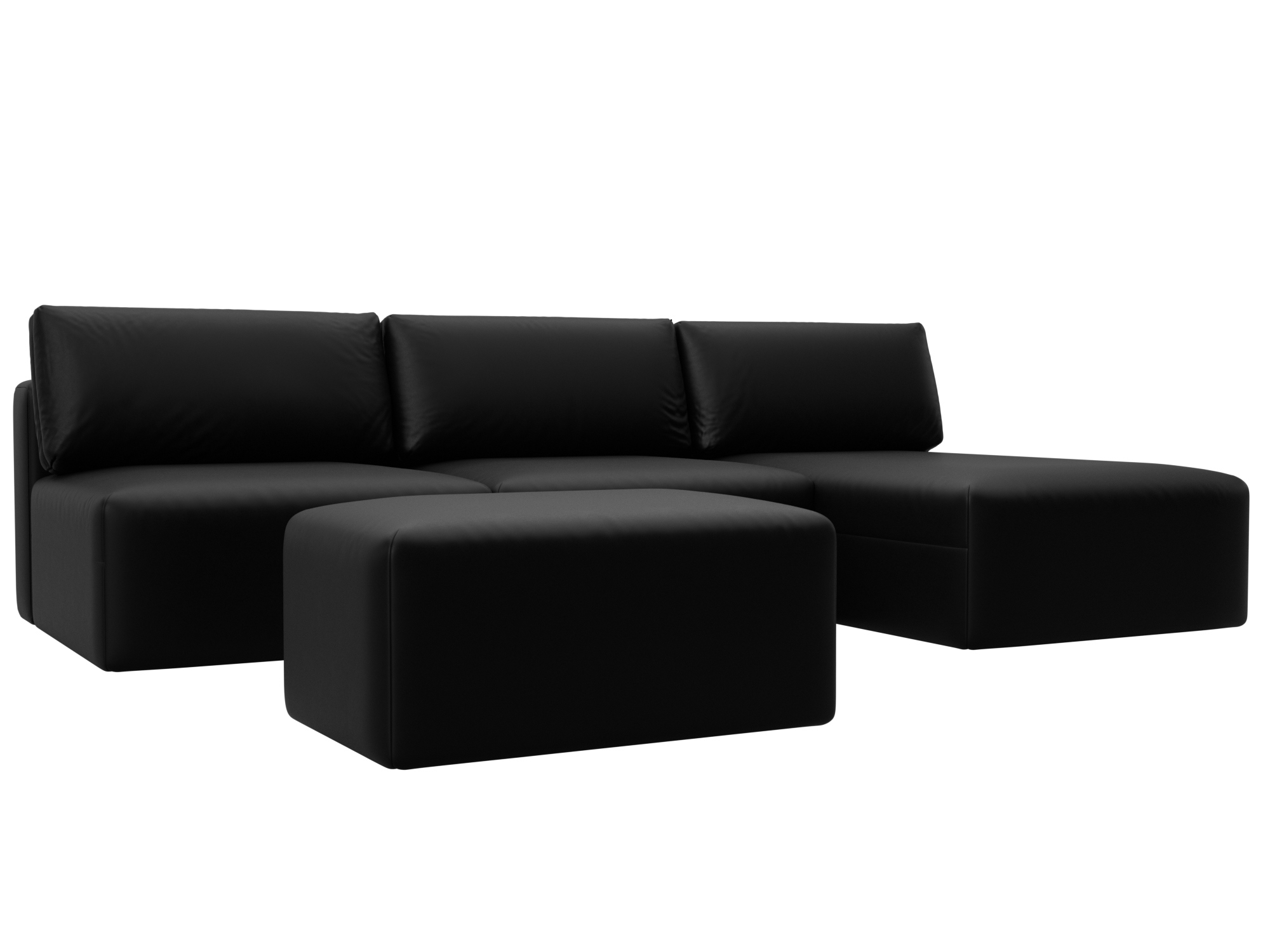 Изображение товара Диван раскладной Лига диванов 130070  367x84x187 см эко-кожа черный