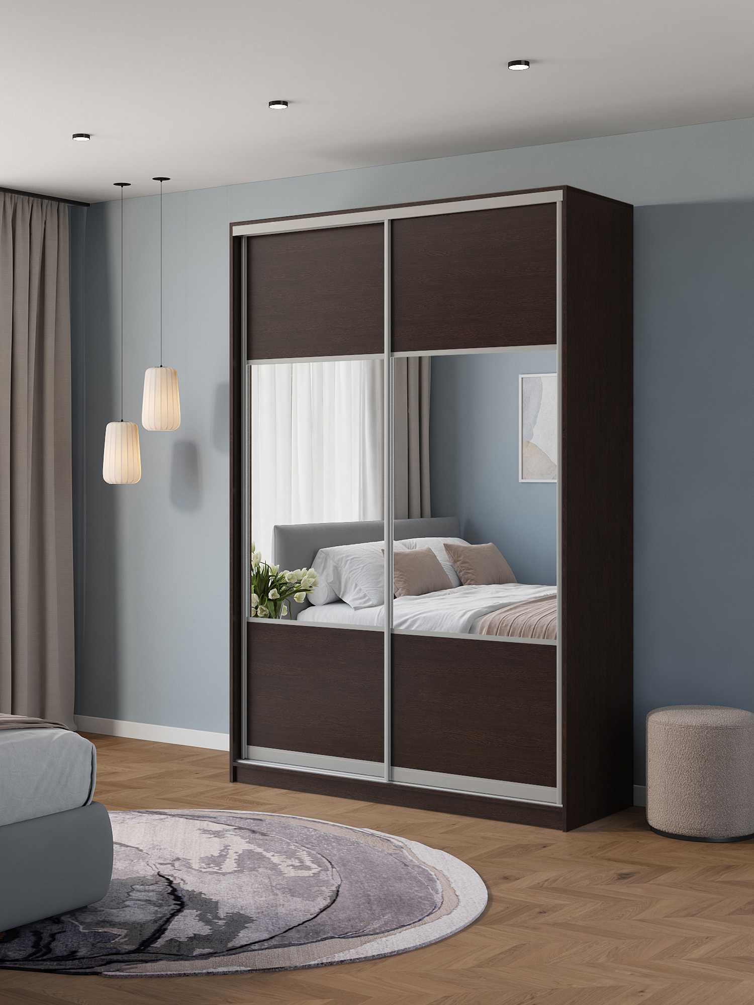 Изображение товара Шкаф-купе Клевер Атина с 2 дверями 240x160x58 см цвет венге