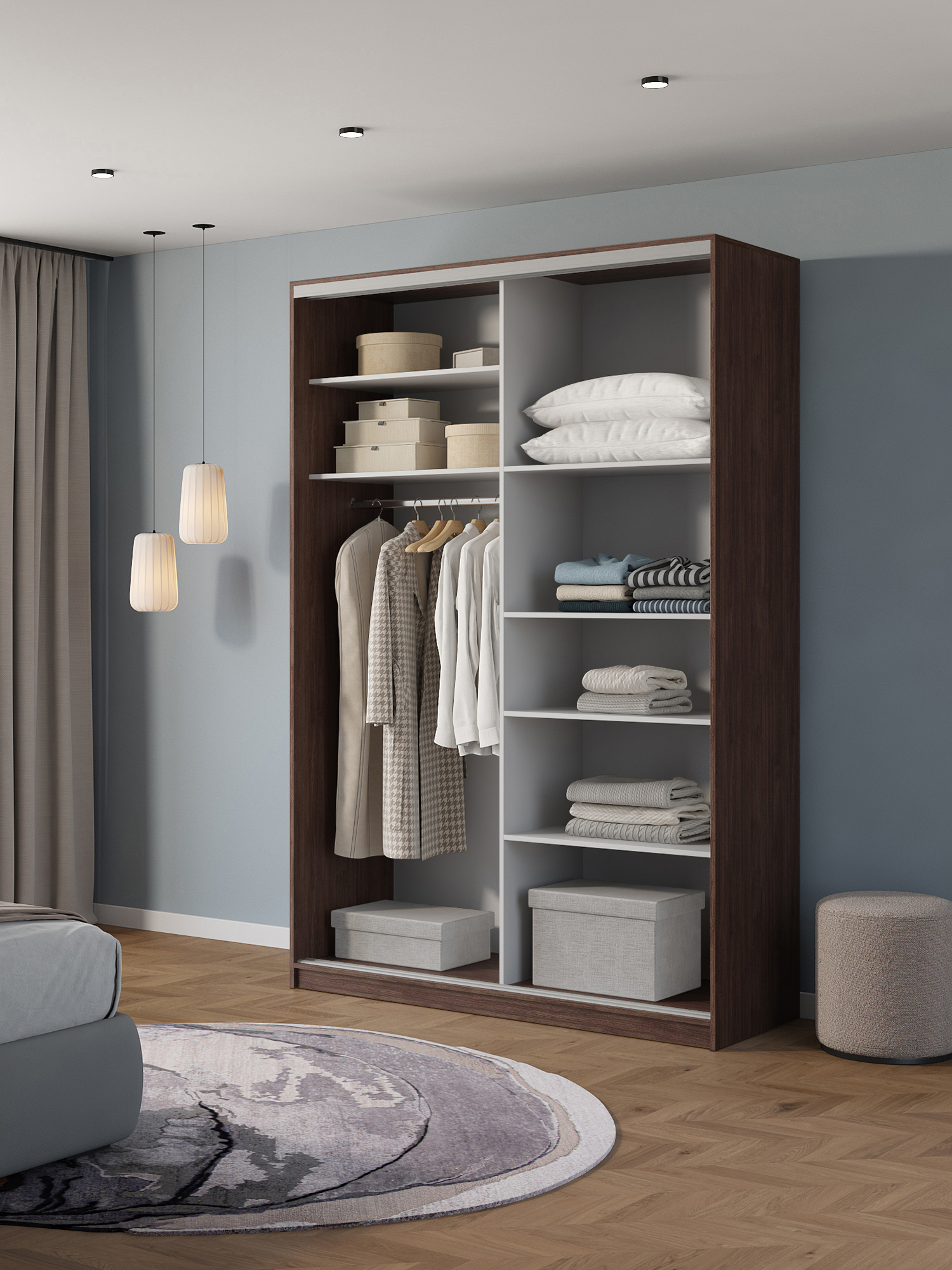 Изображение товара Шкаф-купе Клевер Атина 2 двери 240x130x65 см современный дизайн Изображение товара Шкаф-купе Клевер Атина 2 двери 240x130x65 см современный дизайн