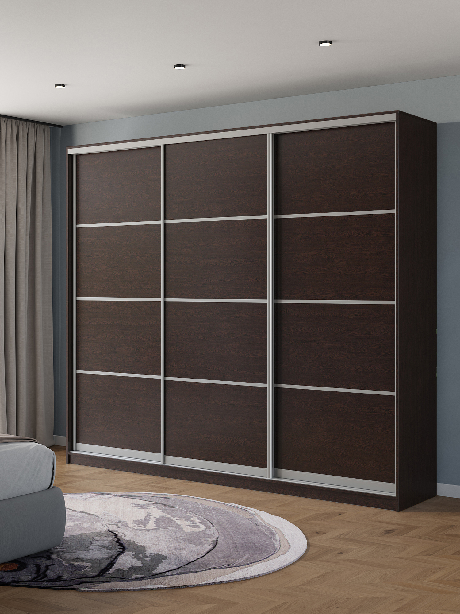 Изображение товара Шкаф-купе Клевер Атина 260x240x50 см 3 двери венге ЛДСП Изображение товара Шкаф-купе Клевер Атина 260x240x50 см 3 двери венге ЛДСП