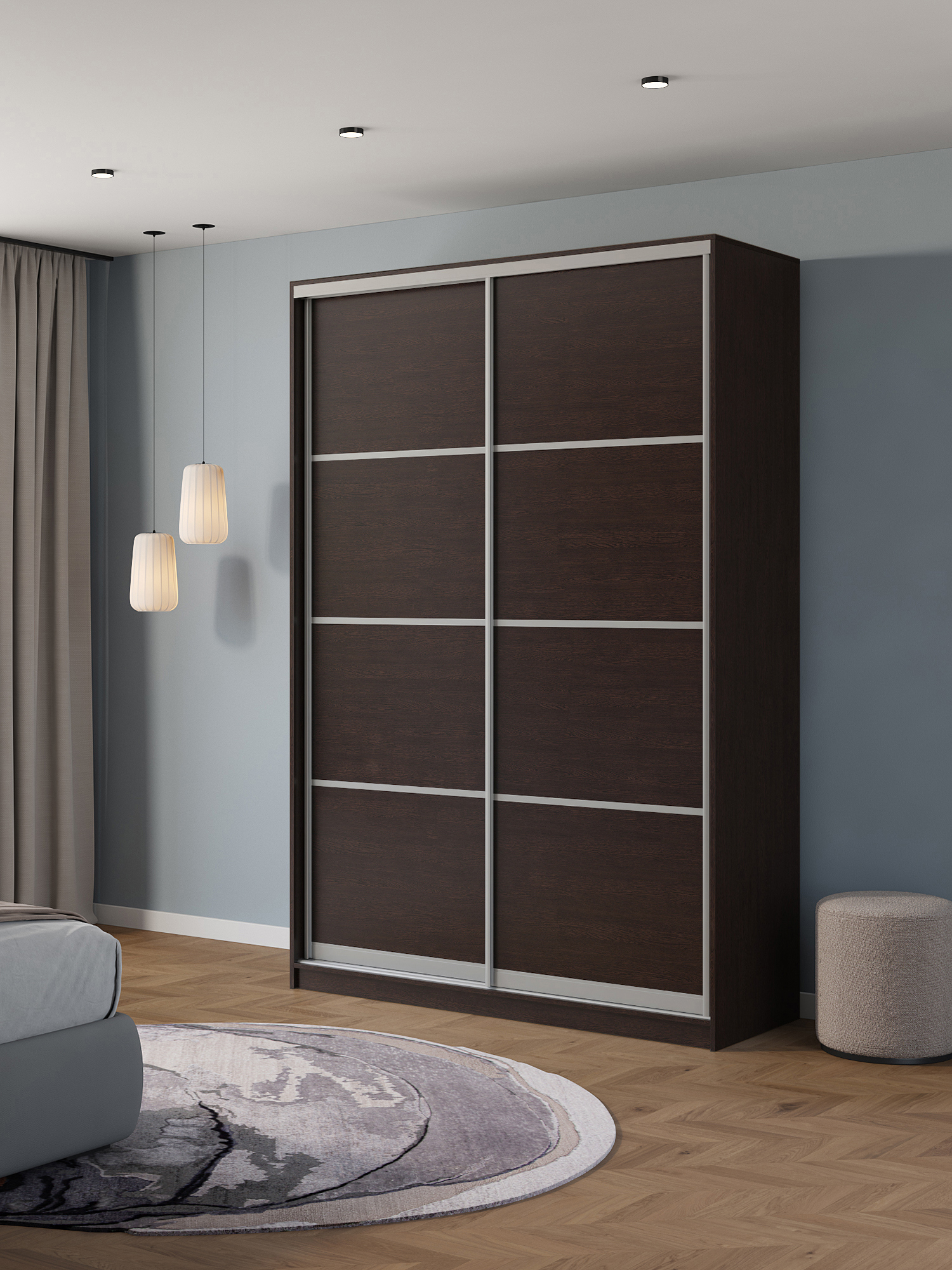 Изображение товара Шкаф-купе Клевер Атина с 2 дверями 240x160x58 см 6 полок ЛДСП цвет венге