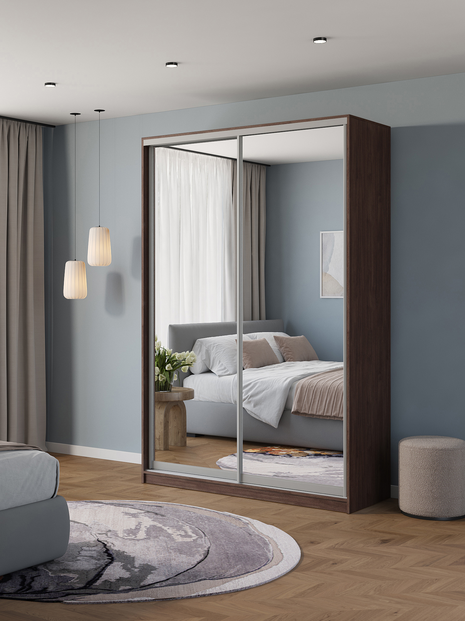 Изображение товара Шкаф-купе Клевер Атина 240x160x65 см 2 двери с зеркалом