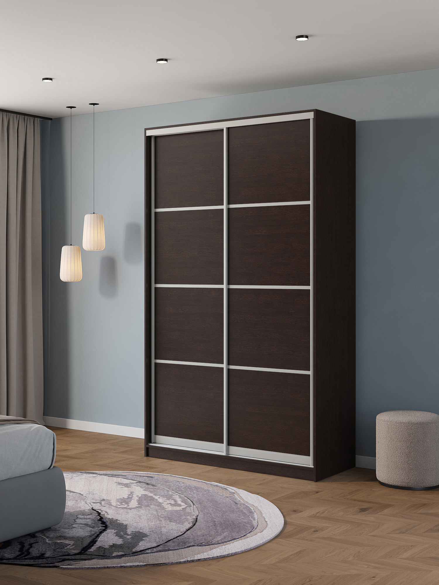 Изображение товара Шкаф-купе Клевер Атина 2 двери 240x120х65 см из ЛДСП венге/minimalism/Россия