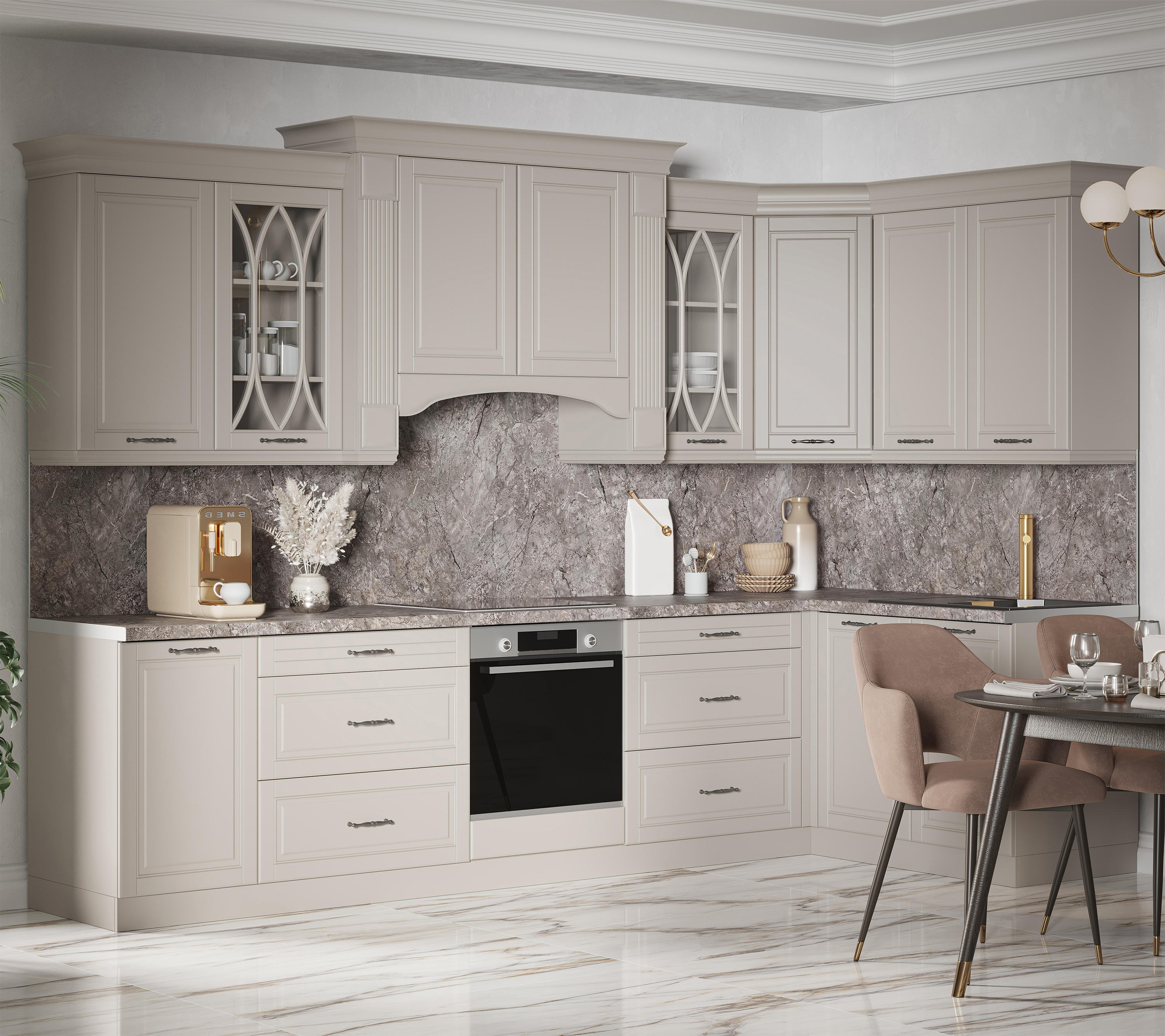 Изображение товара Кухонный гарнитур Рада Safina grand Рада_1.5x3.15 150x237x315 см ЛДСП цвет шампань