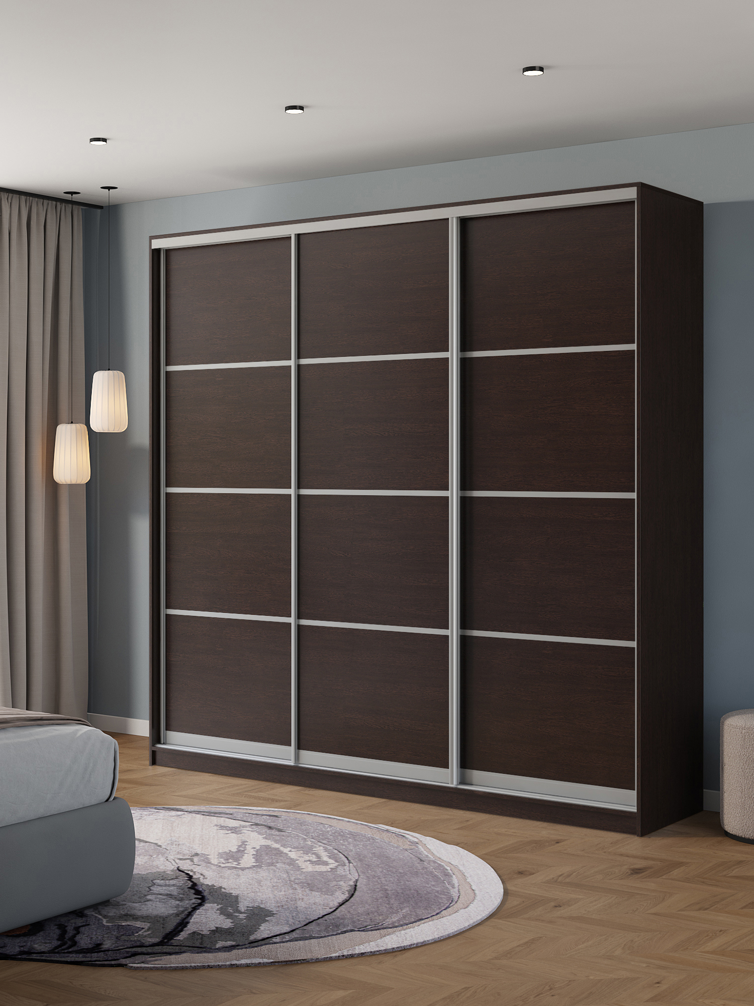 Изображение товара Шкаф-купе Клевер Атина 3 двери 240x230х58 см Венге минимализм Россия