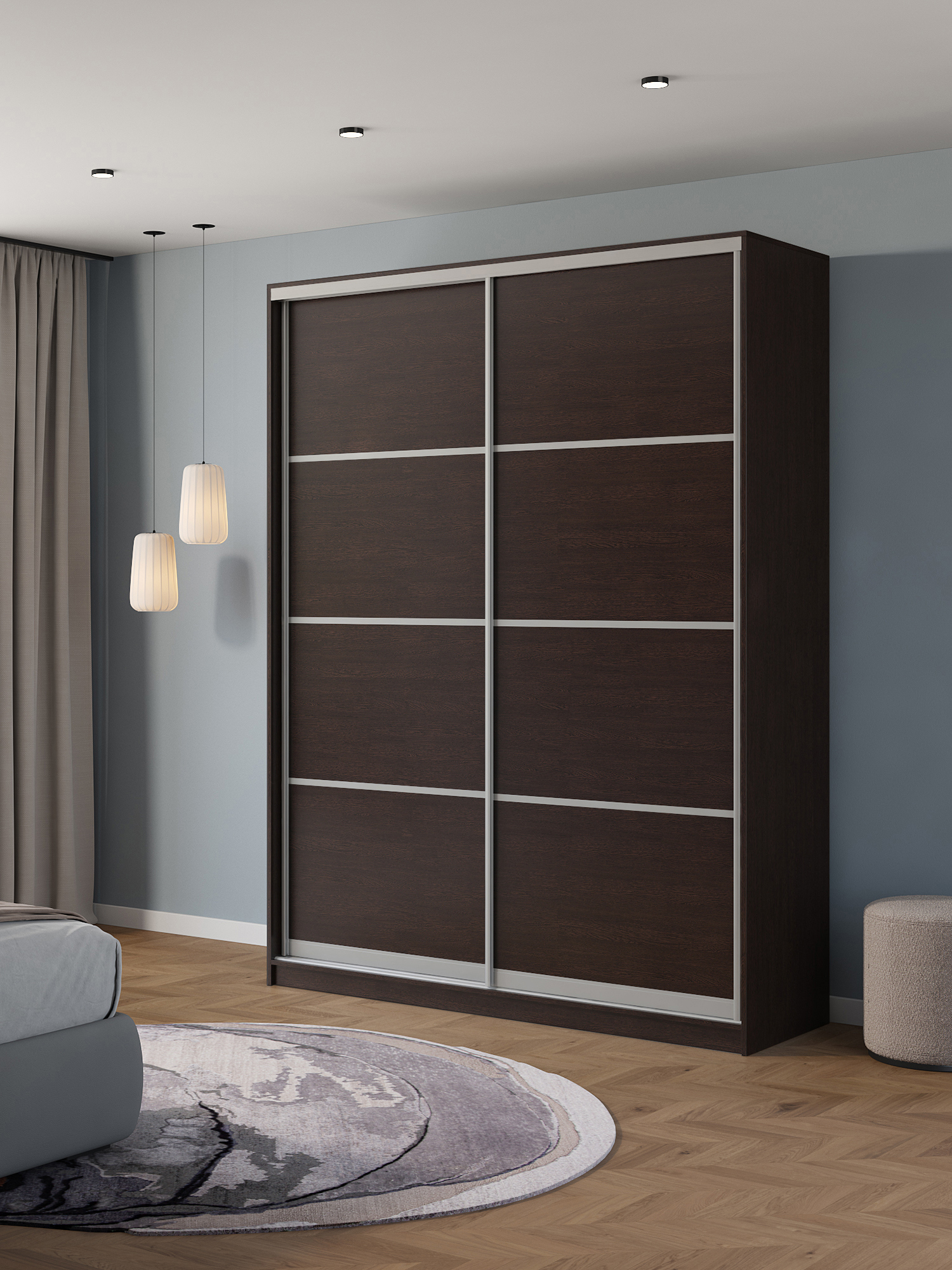 Изображение товара Шкаф купе Клевер Атина 2 двери 170x240 см венге с системой Hettich и роликами