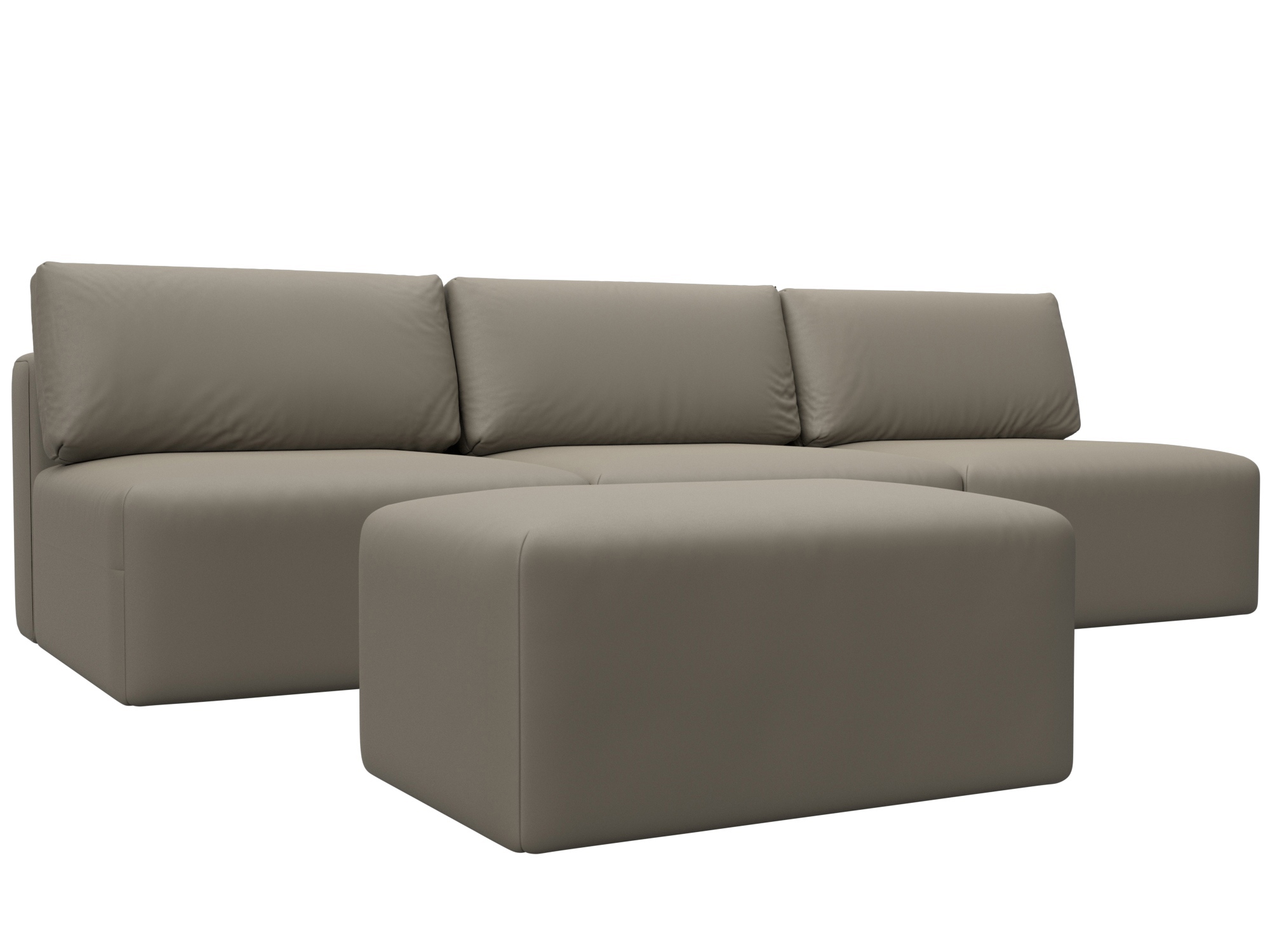 Изображение товара Диван раскладной Лига диванов 130056 367x84x118 см эко-кожа цвет grifon 04 бежевый