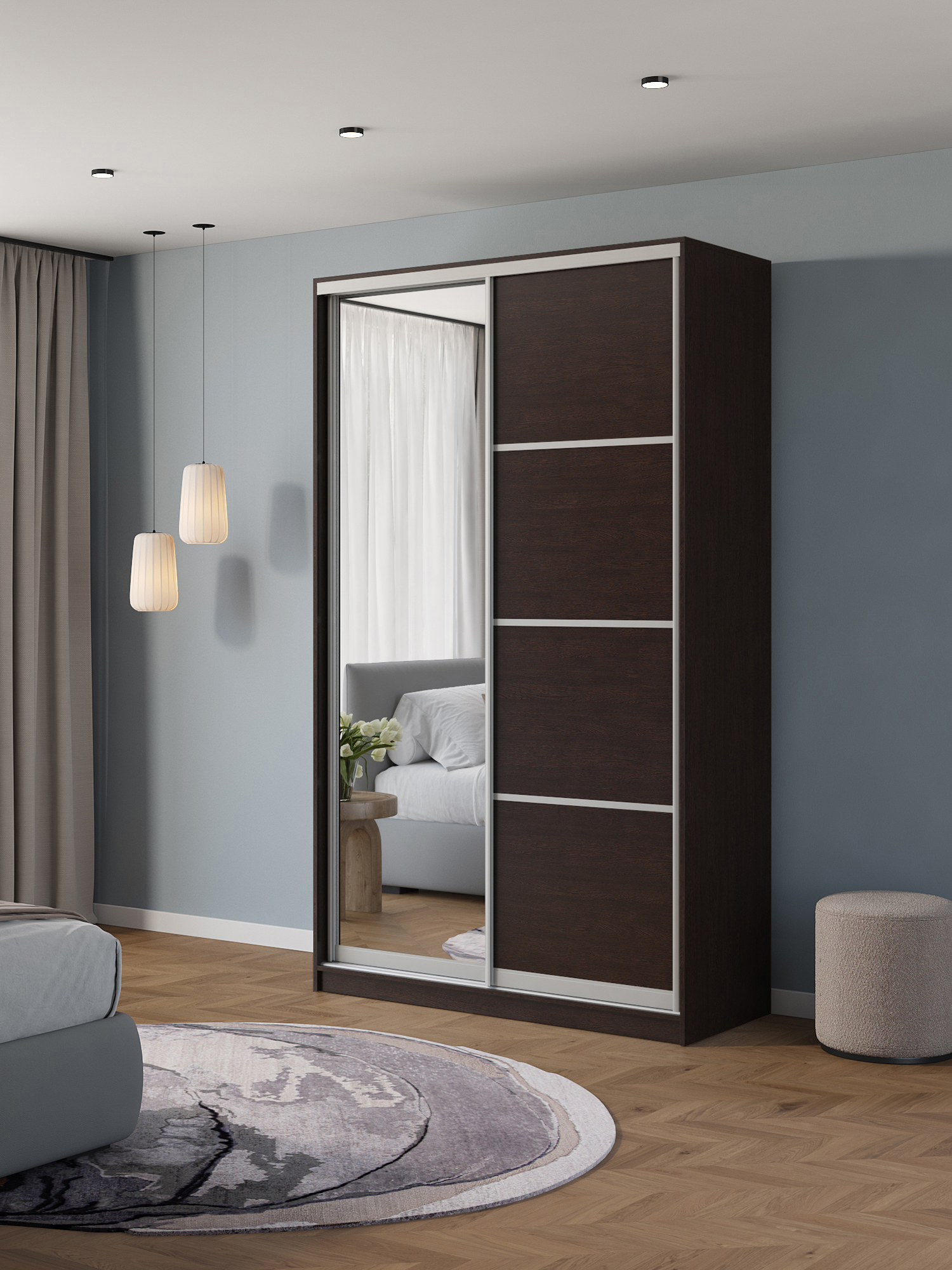 Изображение товара Шкаф-купе Клевер Атина 2 двери зеркало венге 240x120x50 см Изображение товара Шкаф-купе Клевер Атина 2 двери зеркало венге 240x120x50 см