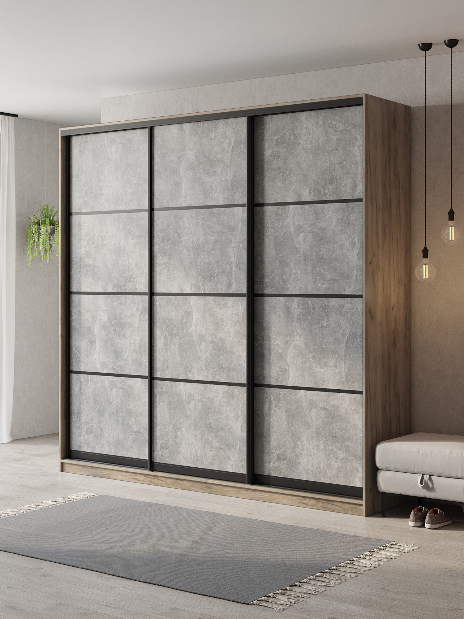 Изображение товара Шкаф-купе Клевер Атина 3 двери 240x250x50 см с полками и системой креплений