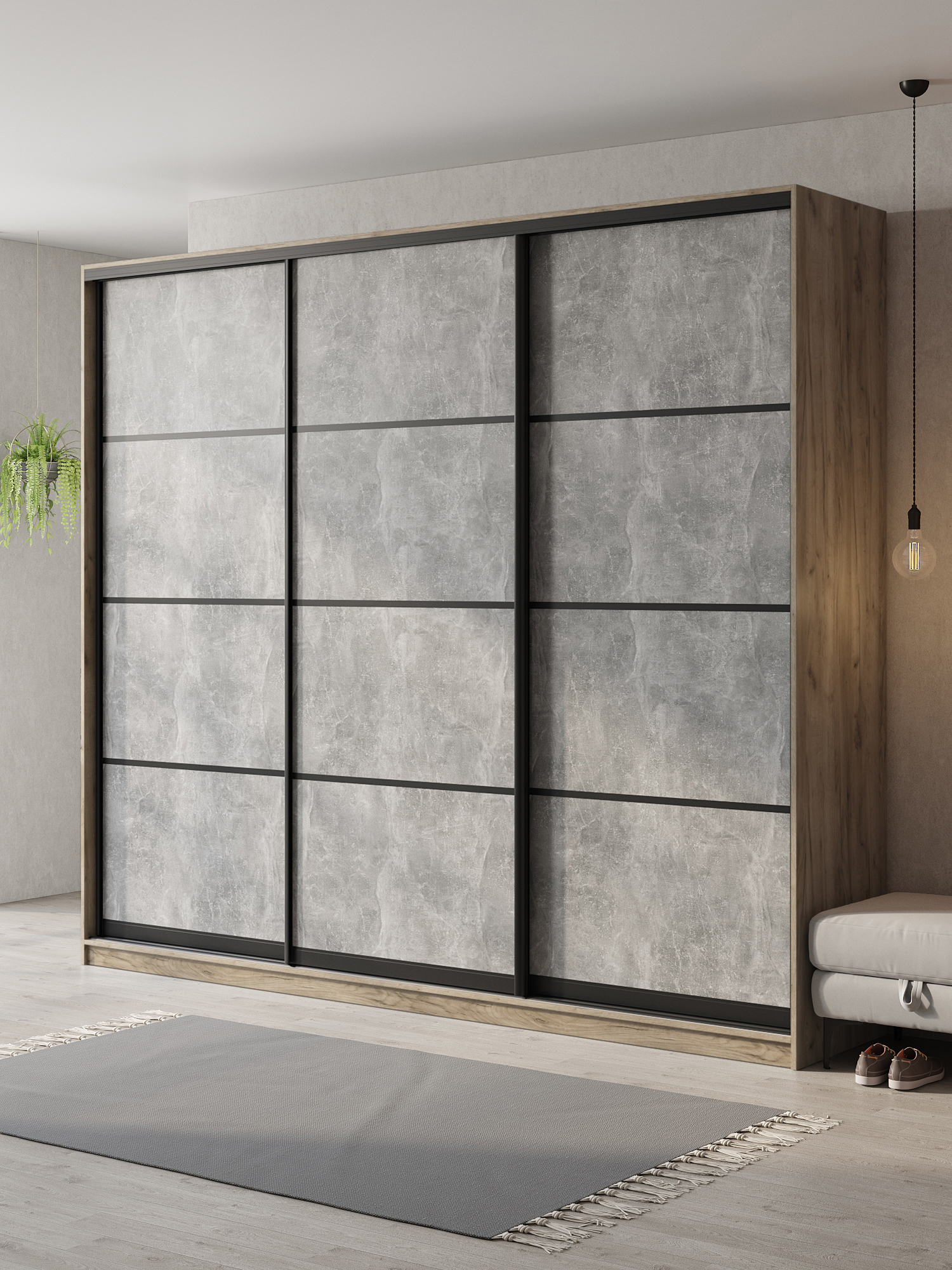 Изображение товара Шкаф-купе Клевер Атина с 3 дверями и 9 полками