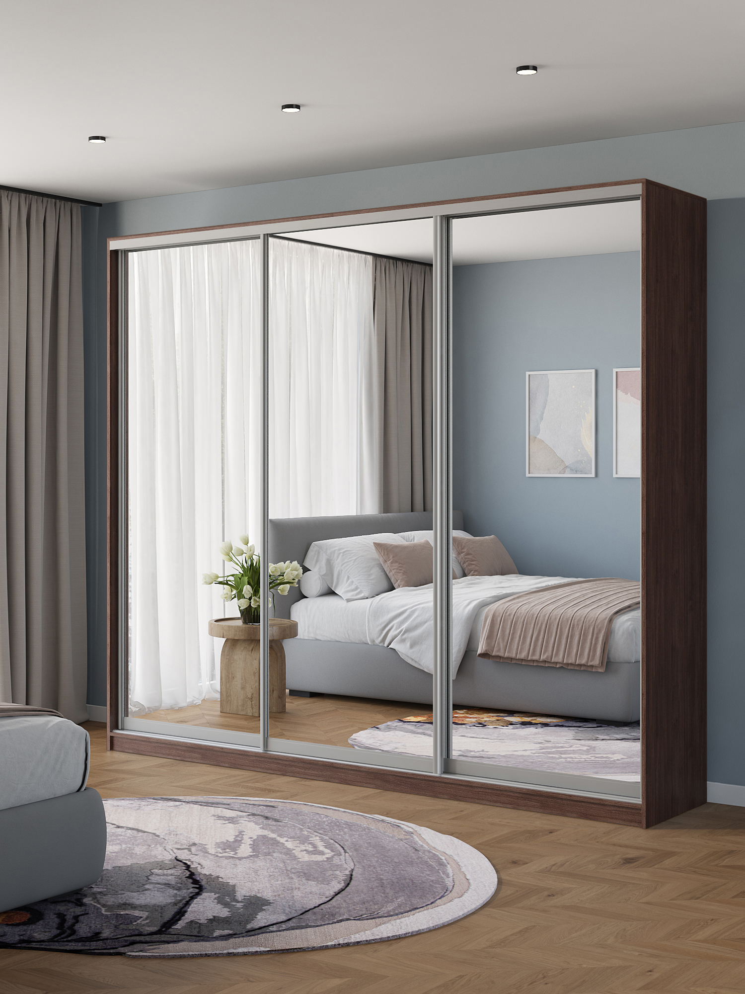 Изображение товара Шкаф-купе Клевер Атина с 3 дверями и зеркалом 240x270x45 см Изображение товара Шкаф-купе Клевер Атина с 3 дверями и зеркалом 240x270x45 см