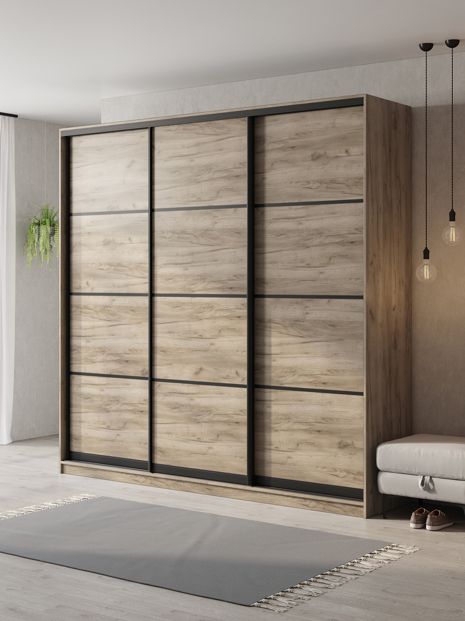 Изображение товара Шкаф-купе Клевер Атина 240x250x50 см с 3 дверями Изображение товара Шкаф-купе Клевер Атина 240x250x50 см с 3 дверями