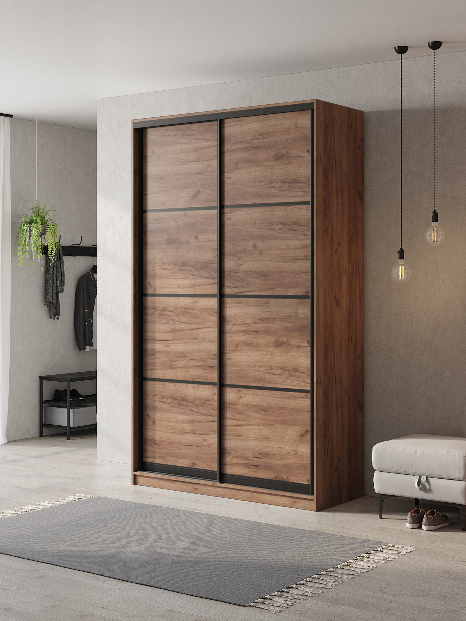Изображение товара Шкаф-купе Клевер Атина 240x120 см с 2 дверями цвет дуб крафт табак
