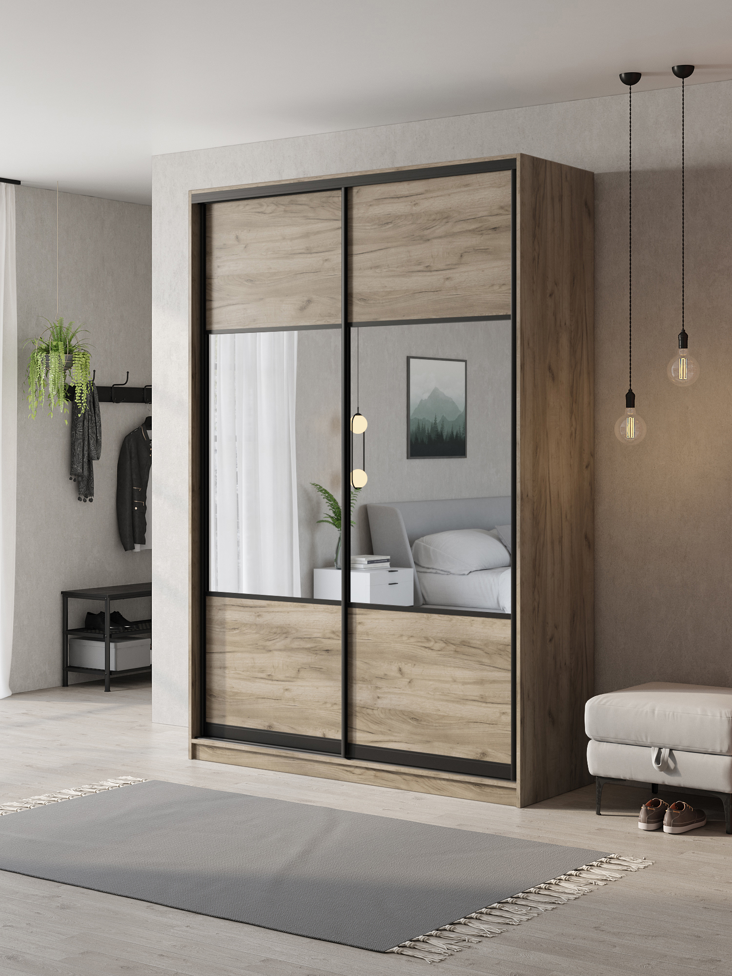 Изображение товара Шкаф-купе Клевер Атина 2 двери 160x240 см с зеркалом и системой плавного закрывания
