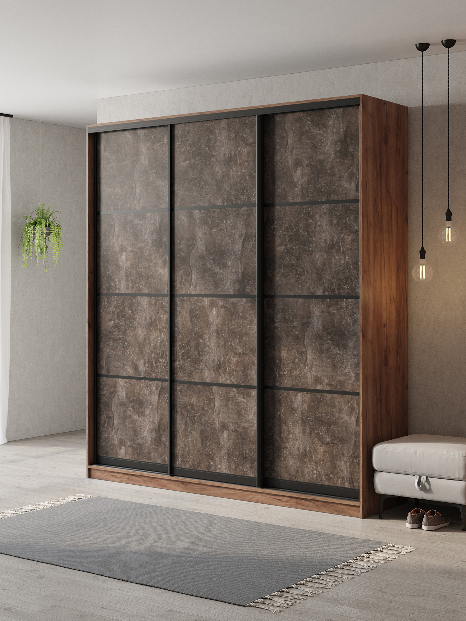 Изображение товара Шкаф-купе Клевер Атина с 3 дверями 240x220х65 см под ЛДСП