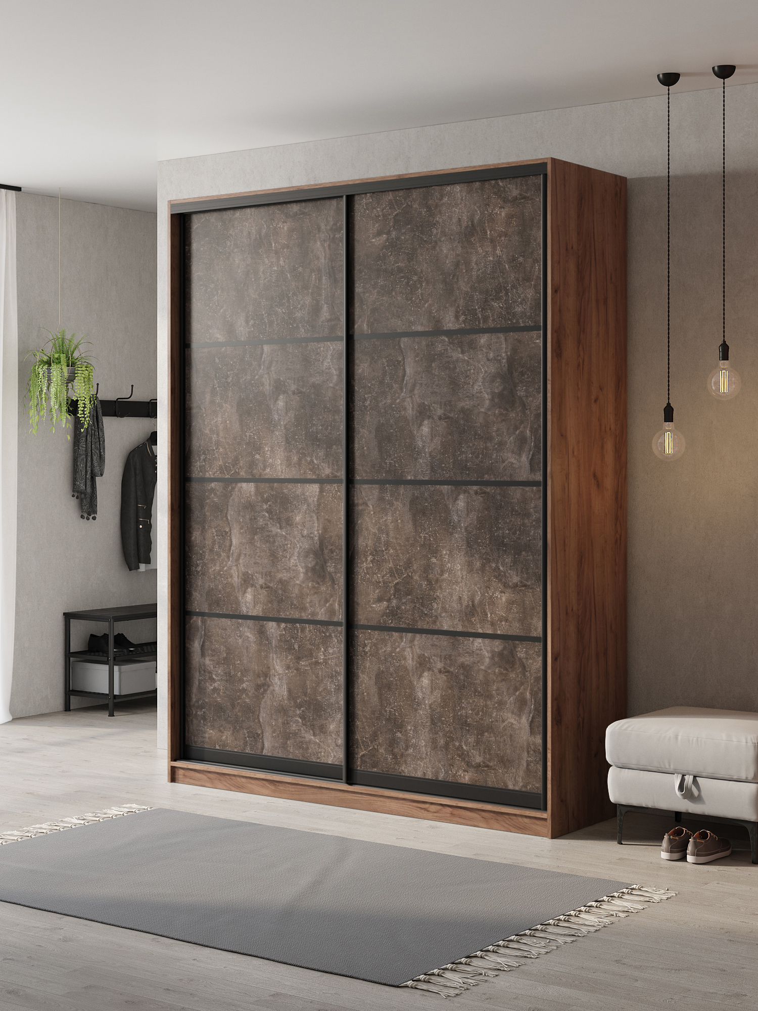 Изображение товара Шкаф-купе Клевер Атина 2 двери 240x170x65 см с полками и системой креплений Hettich