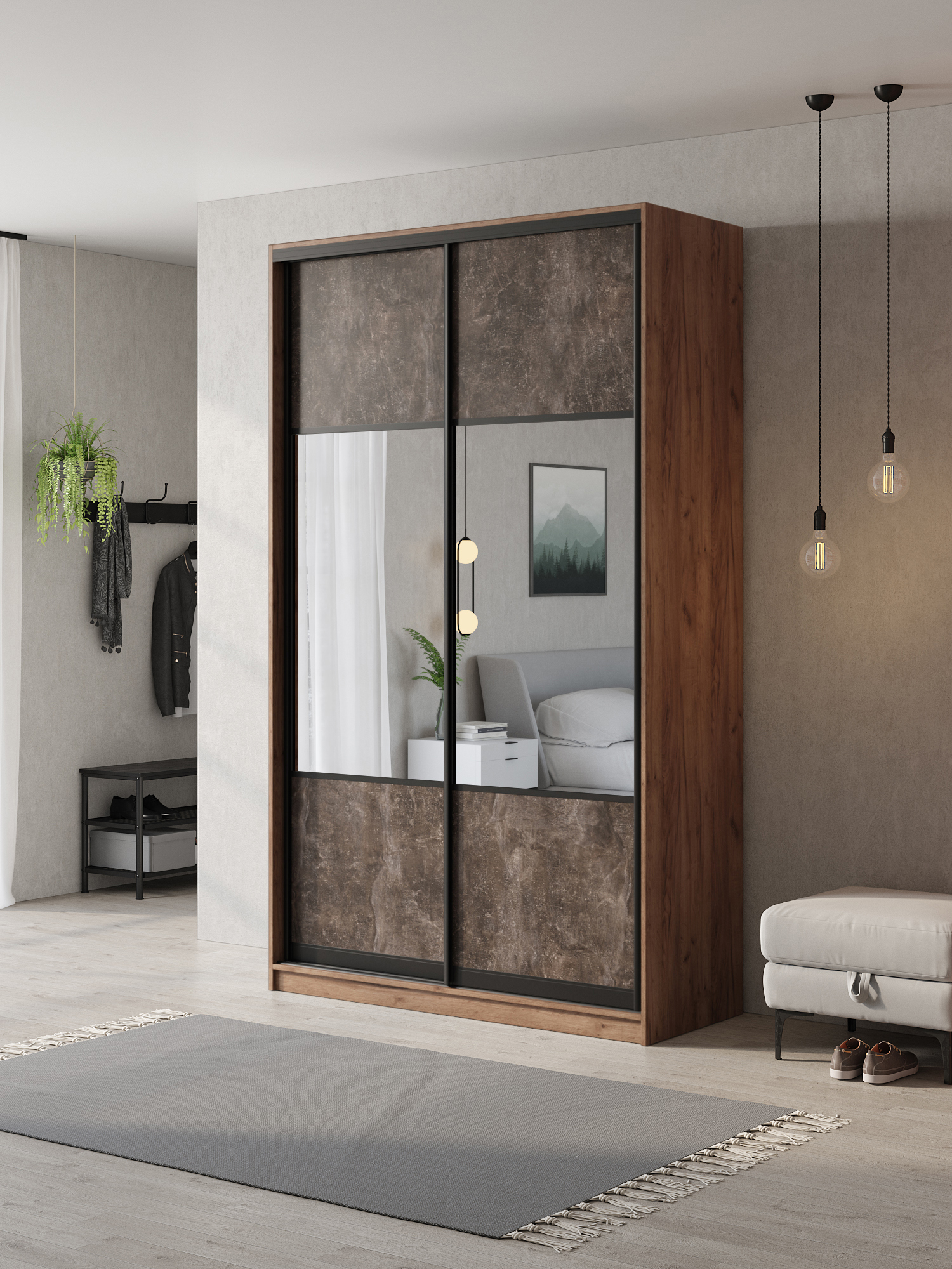 Изображение товара Шкаф-купе Клевер Атина 2 двери 240x130x58 см ЛДСП современный дизайн