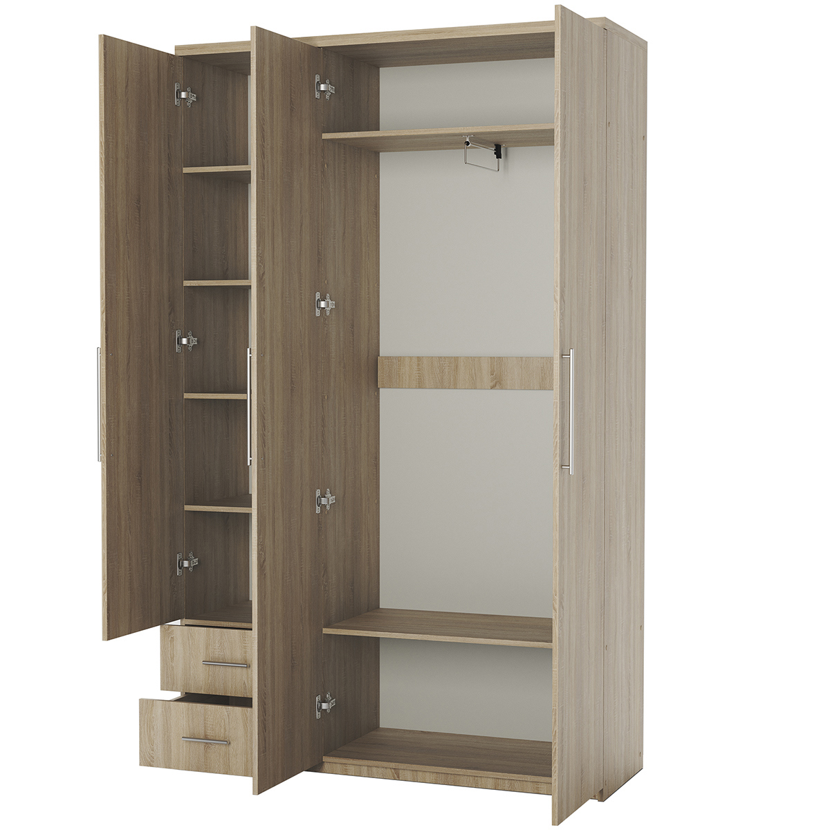 Изображение товара Шкаф распашной Гамма Мелодия МКЯ-32/1 с 3 дверями 135x220x45 см ЛДСП цвет дуб сонома