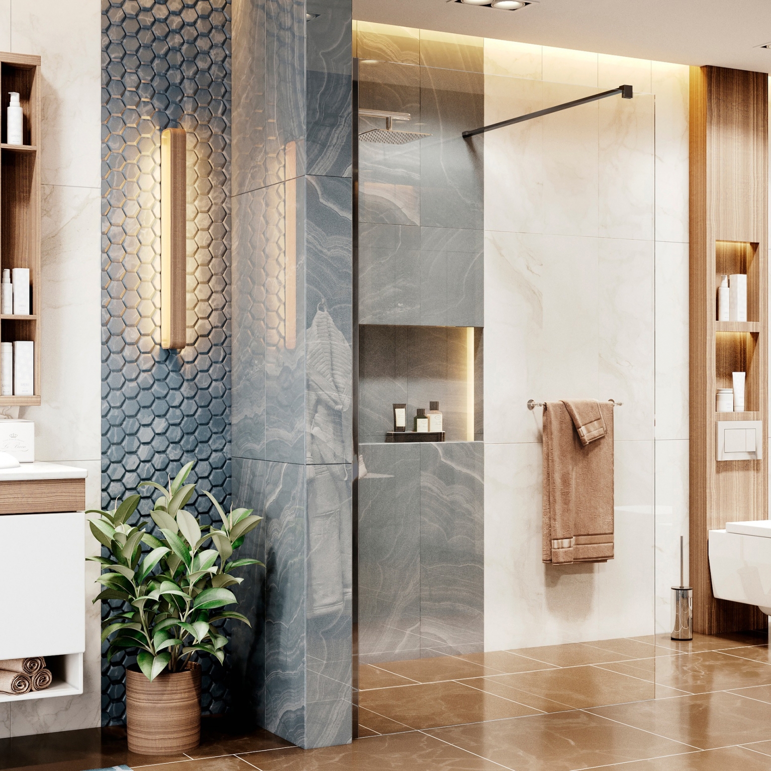 Изображение товара Душевая перегородка Ambassador Walk-in 120x200 см с черным профилем