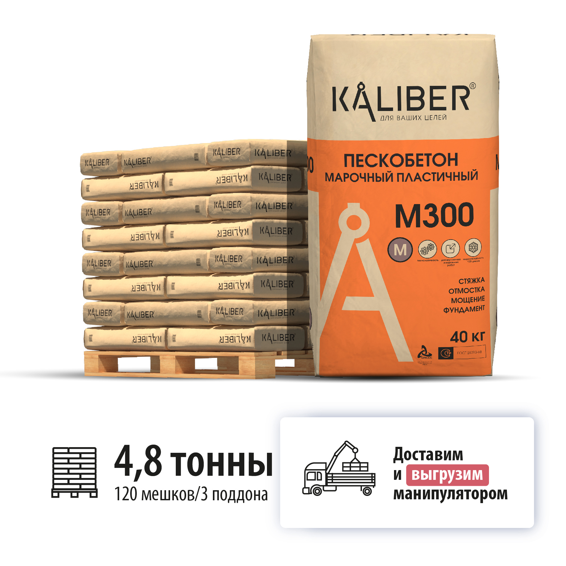 Изображение товара Пескобетон DAÜER M300, 40 кг, комплект 120 мешков с доставкой