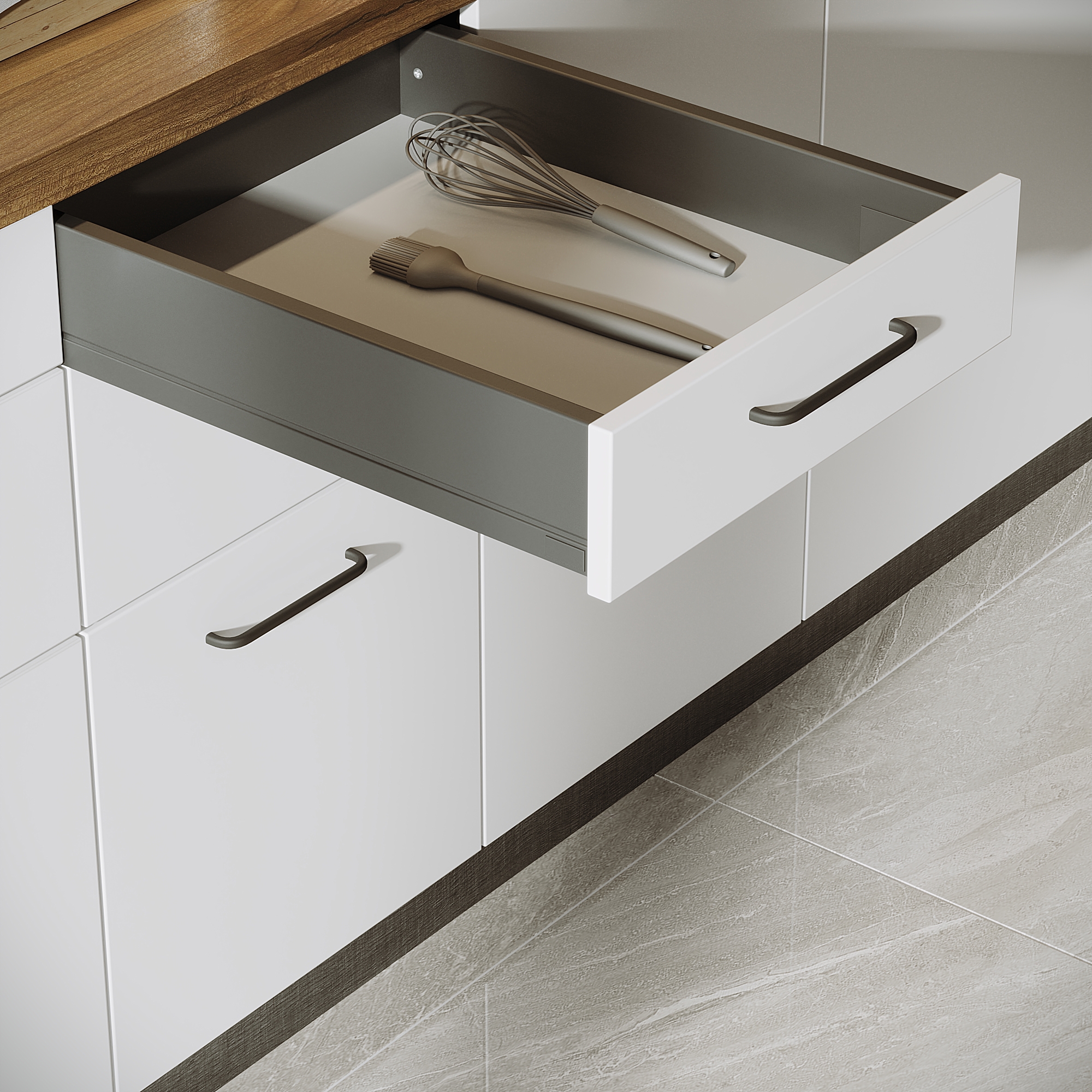 Изображение товара Выдвижной ящик с доводчиком 45x11x50 см KONSENSA ЛДСП/металл цвет серый