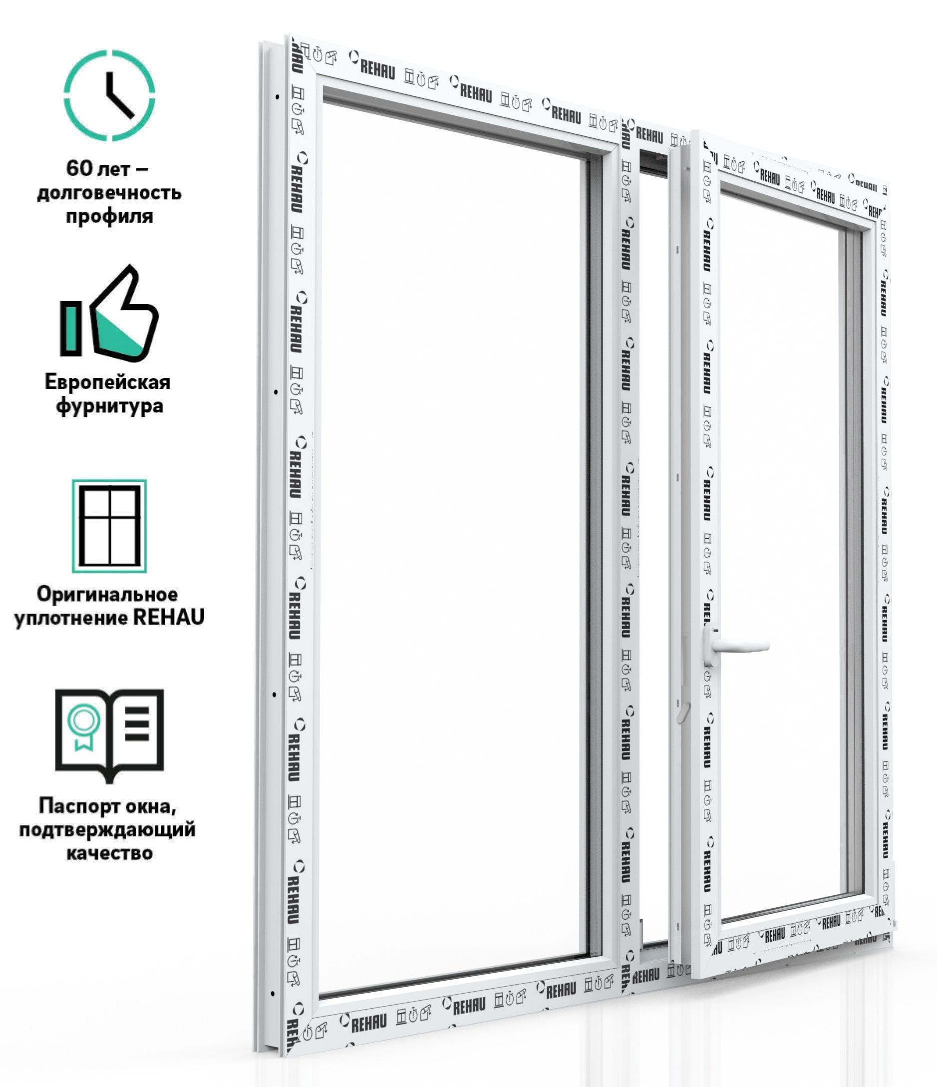 Изображение товара Окно REHAU GRAZIO 1400x1400 Белый двухстворчатое энергосберегающее 32 мм