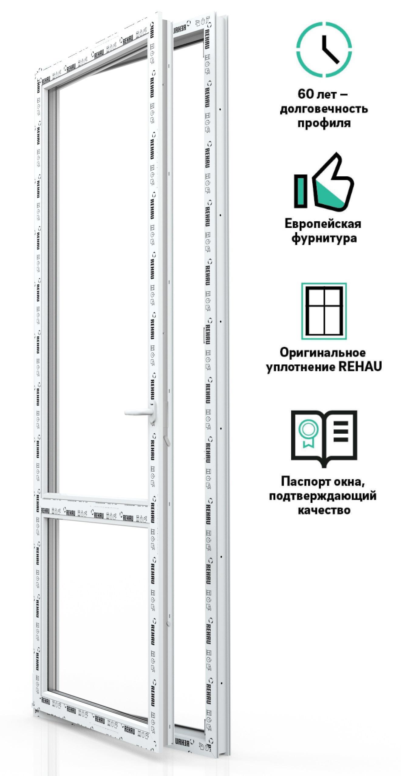 Изображение товара Пластиковая дверь ПВХ 70 балконная Рехау Grazio 2000x800мм (ВхШ) левая энергосберегающая двухкамерная белая