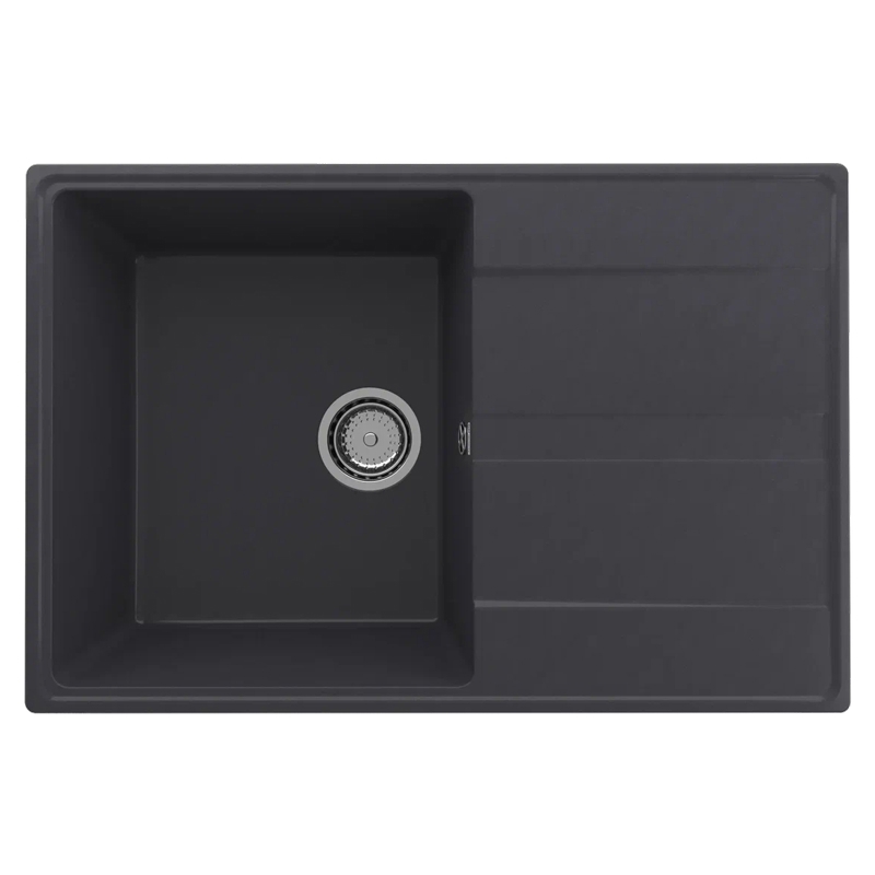 Изображение товара Врезная мойка Ulgran Prima 750-08 75x50x20 см искусственный камень цвет черный Изображение товара Врезная мойка Ulgran Prima 750-08 75x50x20 см искусственный камень цвет черный
