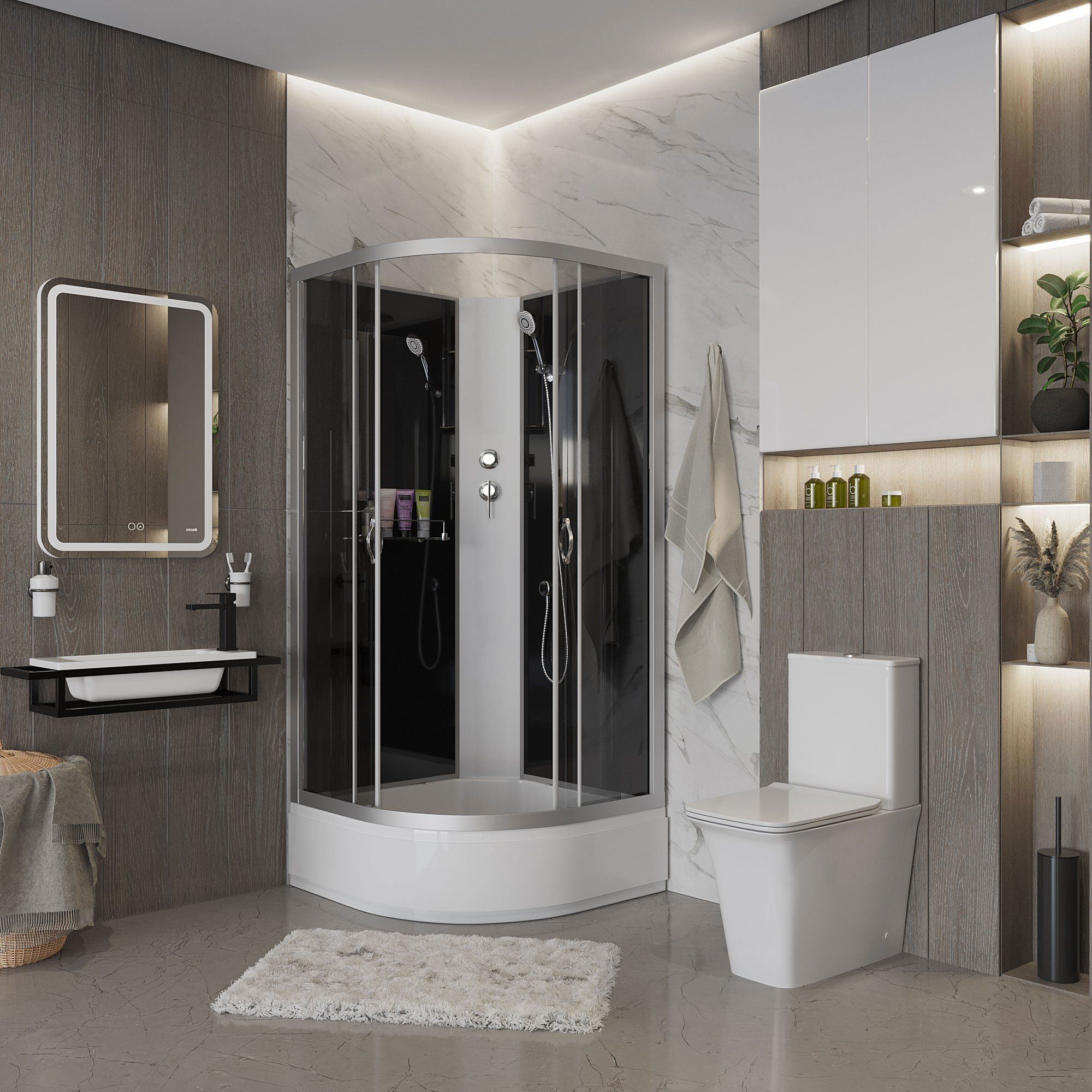 Изображение товара Душевая кабина Niagara 35031434BK средний поддон 80x80см