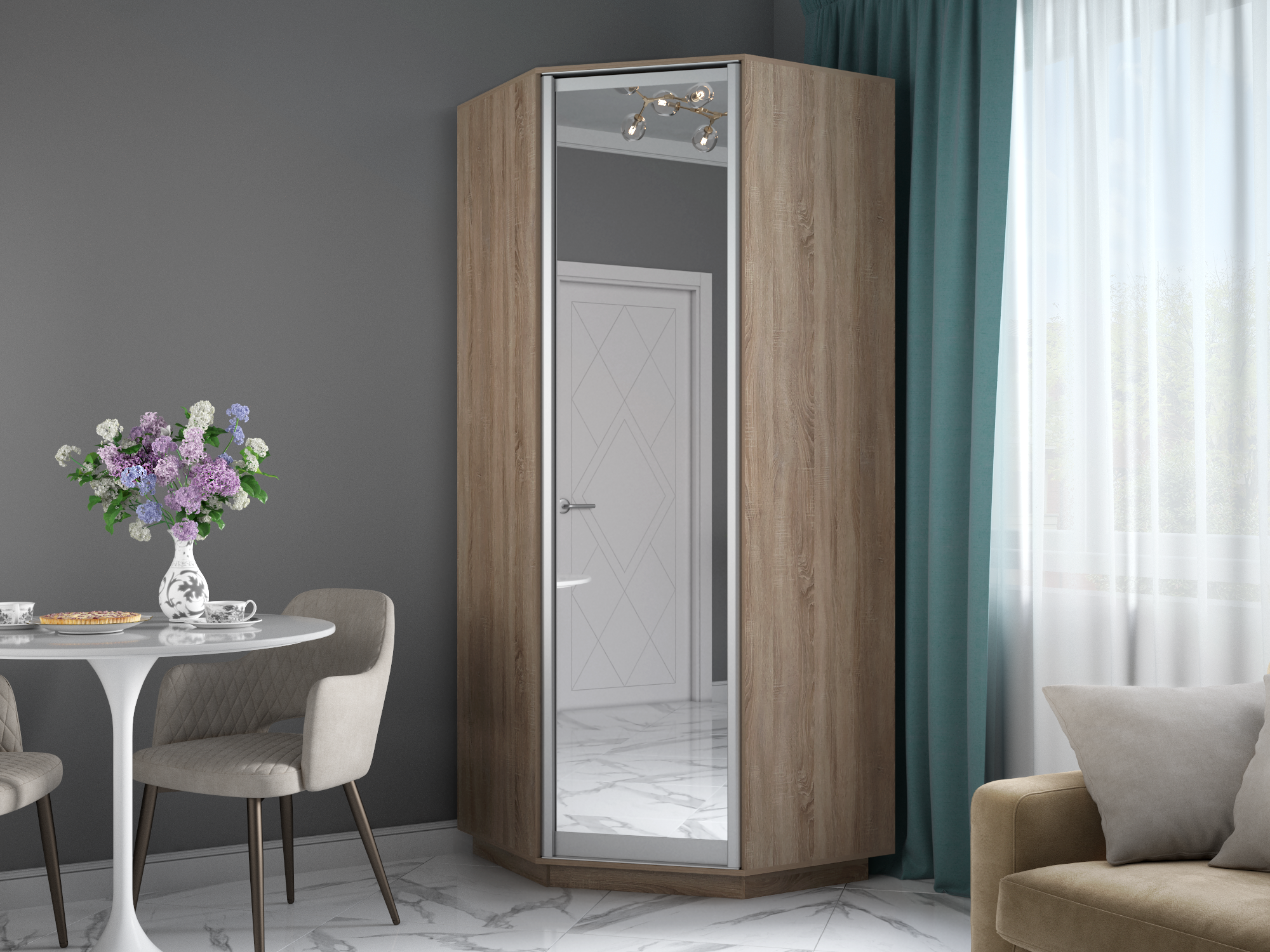 Изображение товара Шкаф распашной МК Е1 Экспресс 90x240x50 см с зеркалом