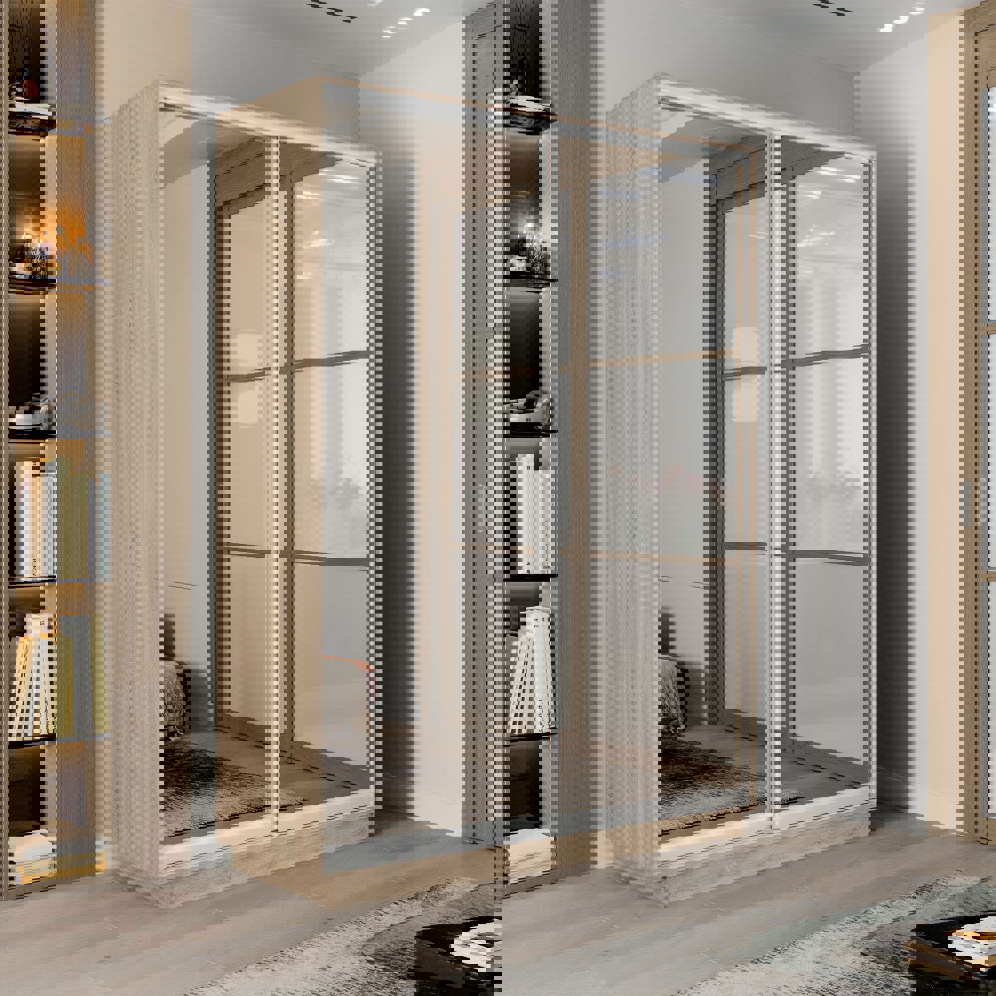 Изображение товара Шкаф-купе с зеркалом МК Е1-Юг Экспресс 220x120x45 см современная мебель для дома