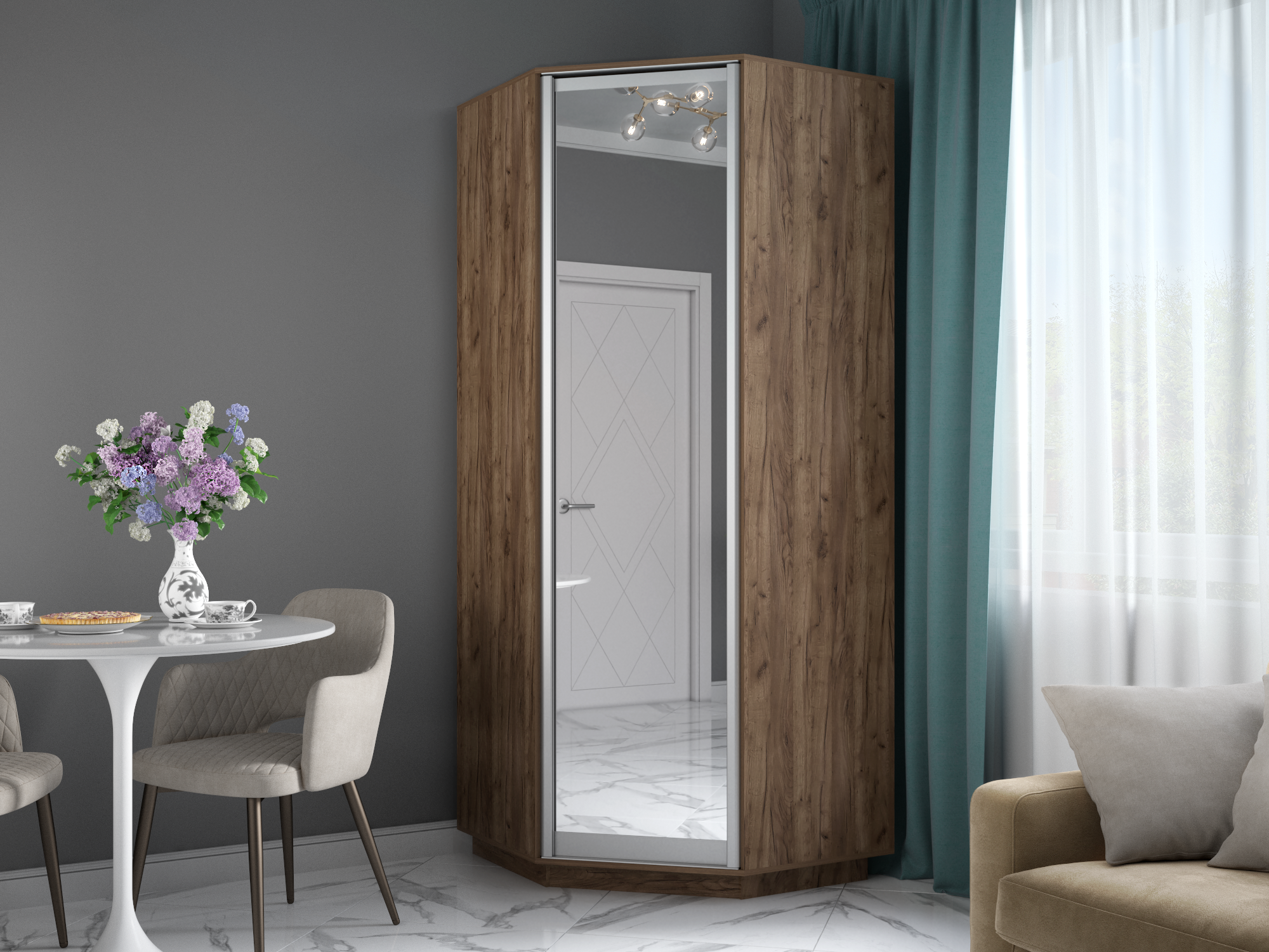 Изображение товара Шкаф распашной МК Е1 Экспресс 90x240x50 см ЛДСП цвет крафт табачный