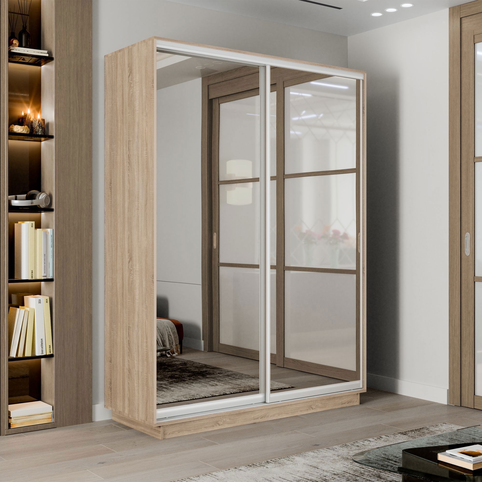 Изображение товара Шкаф-купе с зеркалом МК Е1-Юг Экспресс 220x120x60 см