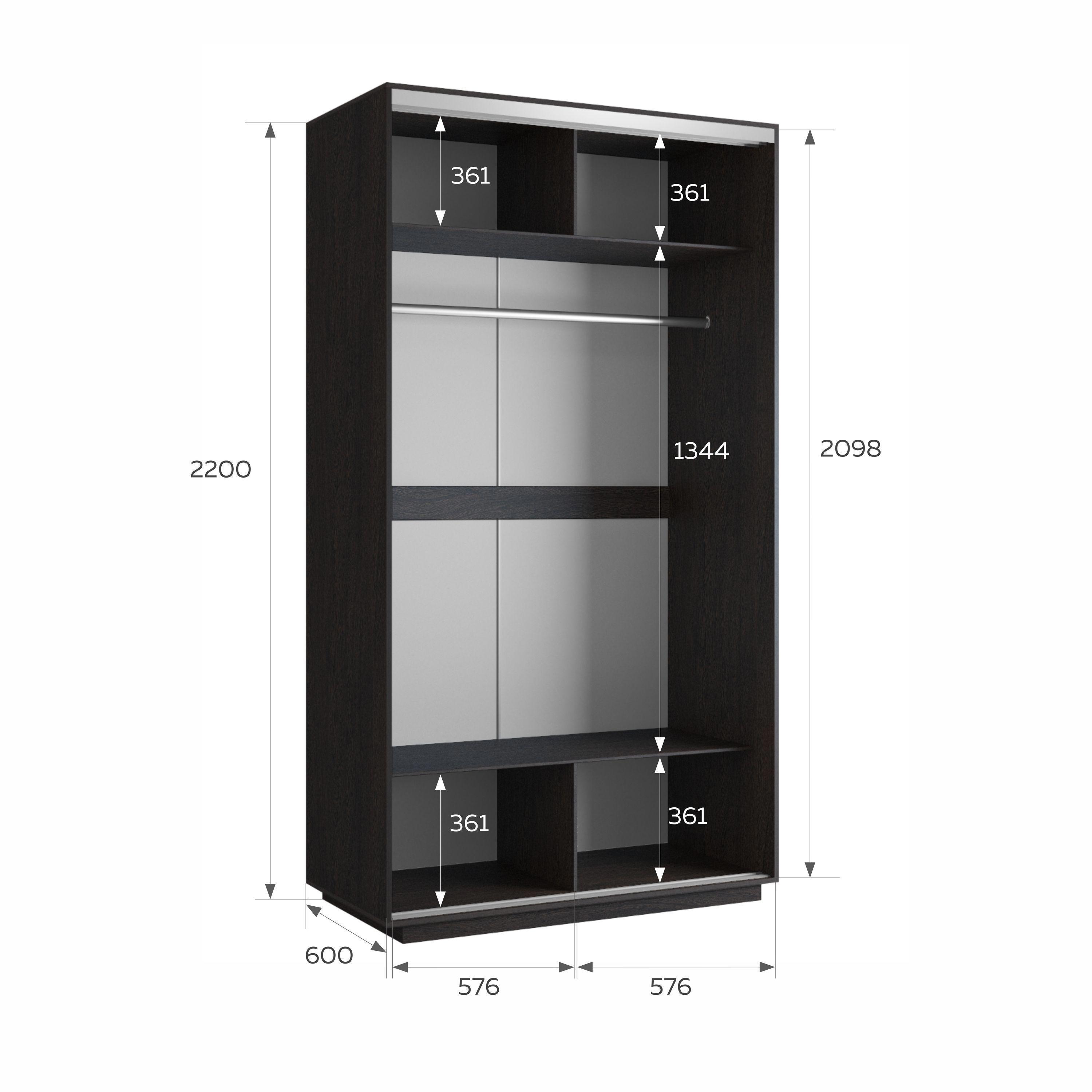 Изображение товара Шкаф-купе МЕБЕЛЬНАЯ КОМПАНИЯ Е1 Экспресс 220x120x60 см с зеркалом